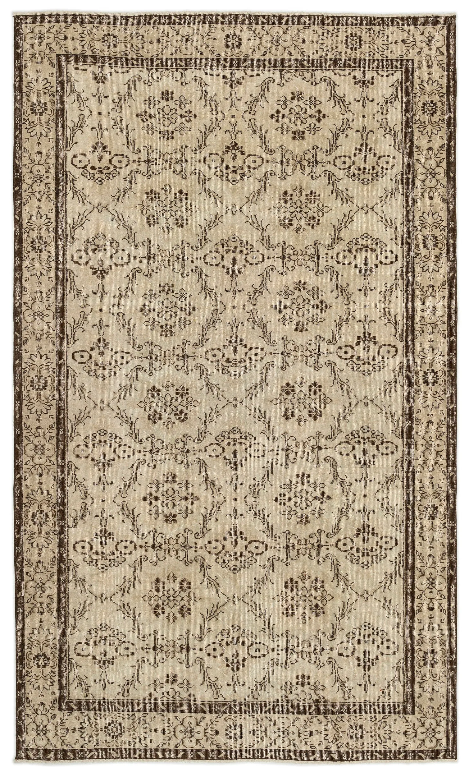Retro Design Beige Over Dyed Vintage Rug 5'5'' x 8'10'' ft 165 x 268 cm