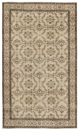 Retro Design Beige Over Dyed Vintage Rug 5'5'' x 8'10'' ft 165 x 268 cm
