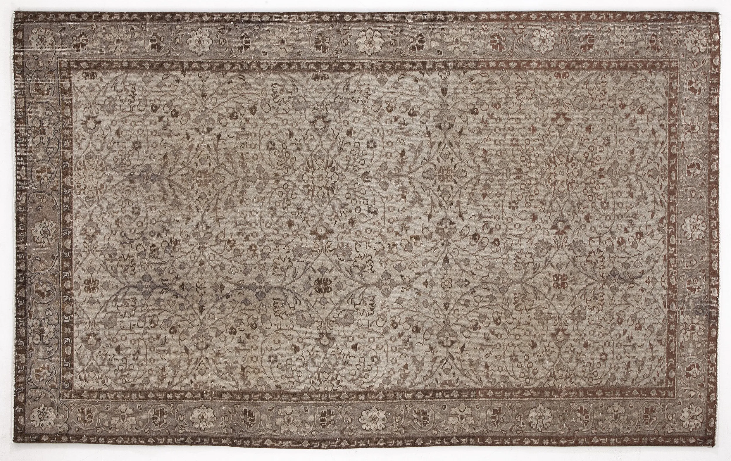 Retro Design Beige Over Dyed Vintage Rug 5'5'' x 8'10'' ft 166 x 268 cm