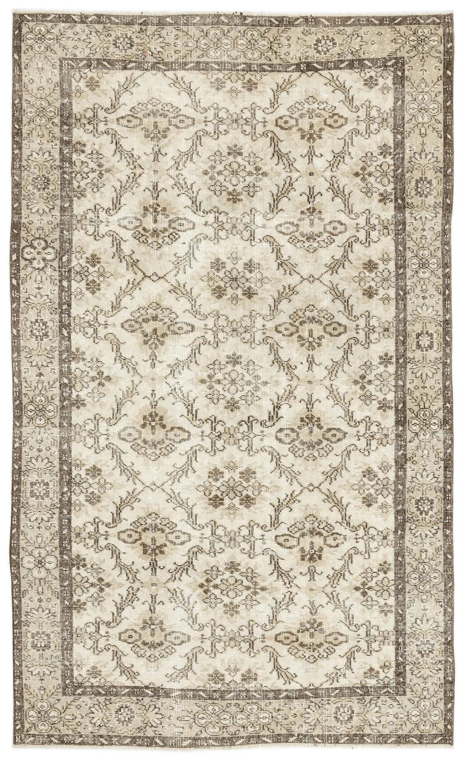 Retro Design Beige Over Dyed Vintage Rug 5'5'' x 8'9'' ft 164 x 266 cm