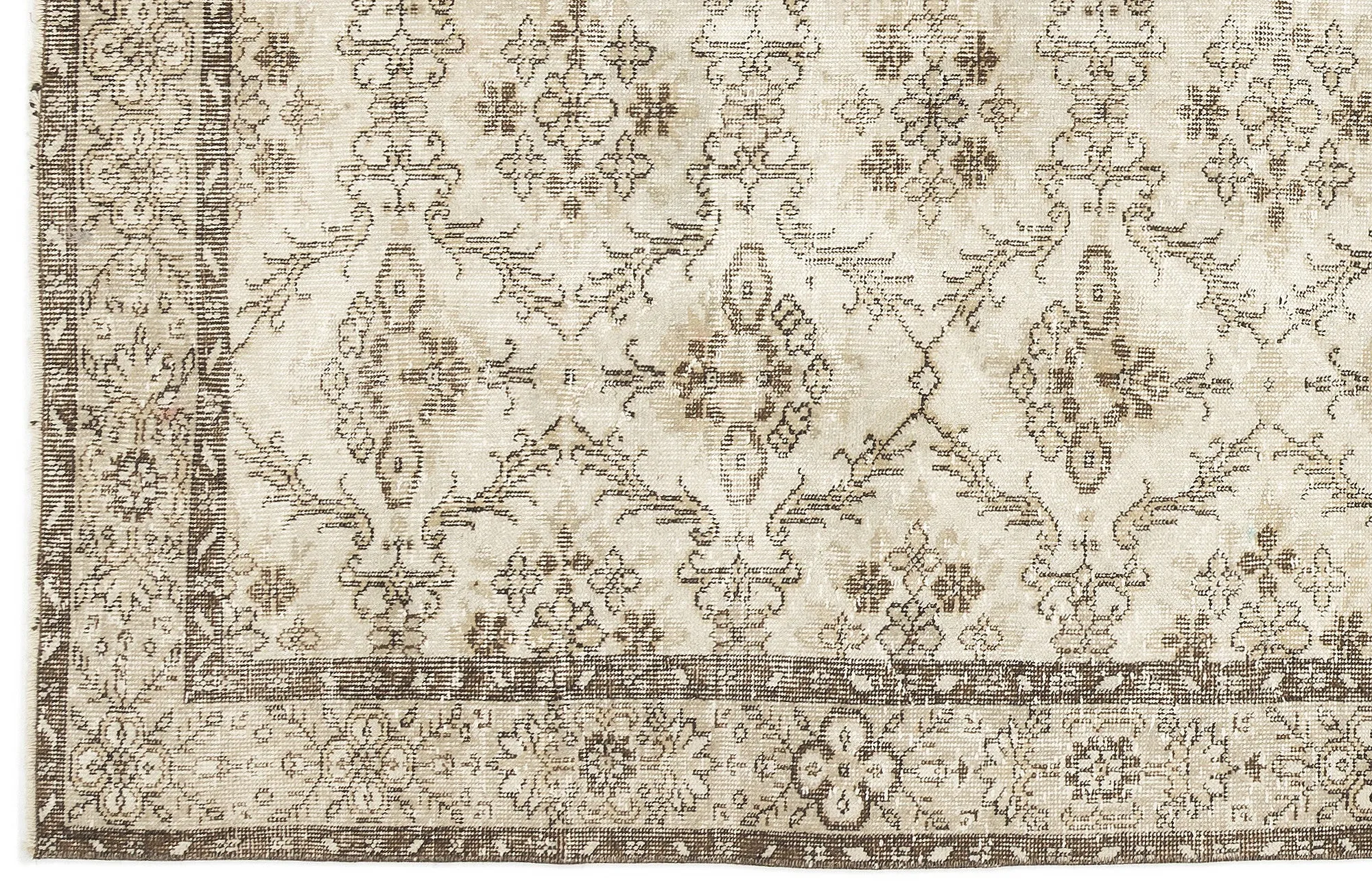 Retro Design Beige Over Dyed Vintage Rug 5'5'' x 8'9'' ft 164 x 266 cm