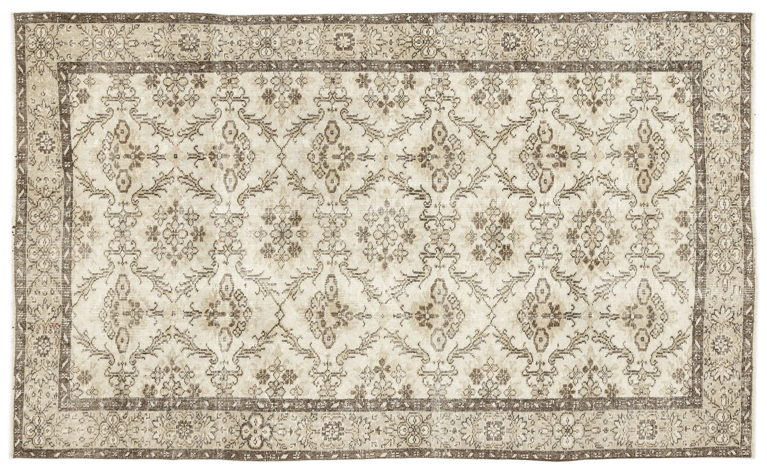 Retro Design Beige Over Dyed Vintage Rug 5'5'' x 8'9'' ft 164 x 266 cm