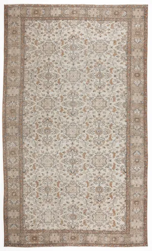 Retro Design Beige Over Dyed Vintage Rug 5'5'' x 9'1'' ft 164 x 277 cm