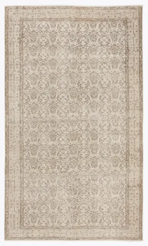 Retro Design Beige Over Dyed Vintage Rug 5'5'' x 9'2'' ft 165 x 280 cm