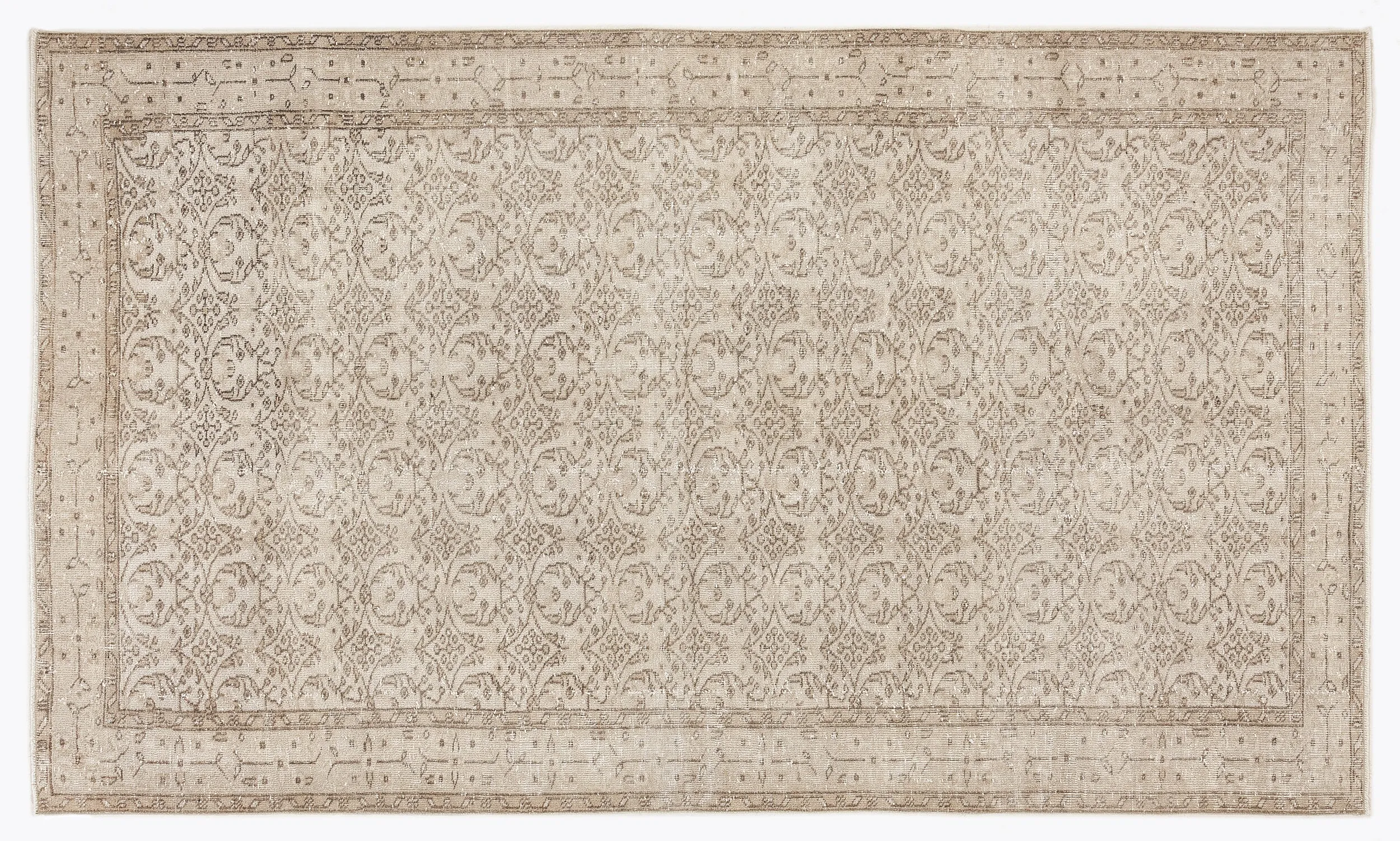 Retro Design Beige Over Dyed Vintage Rug 5'5'' x 9'2'' ft 165 x 280 cm