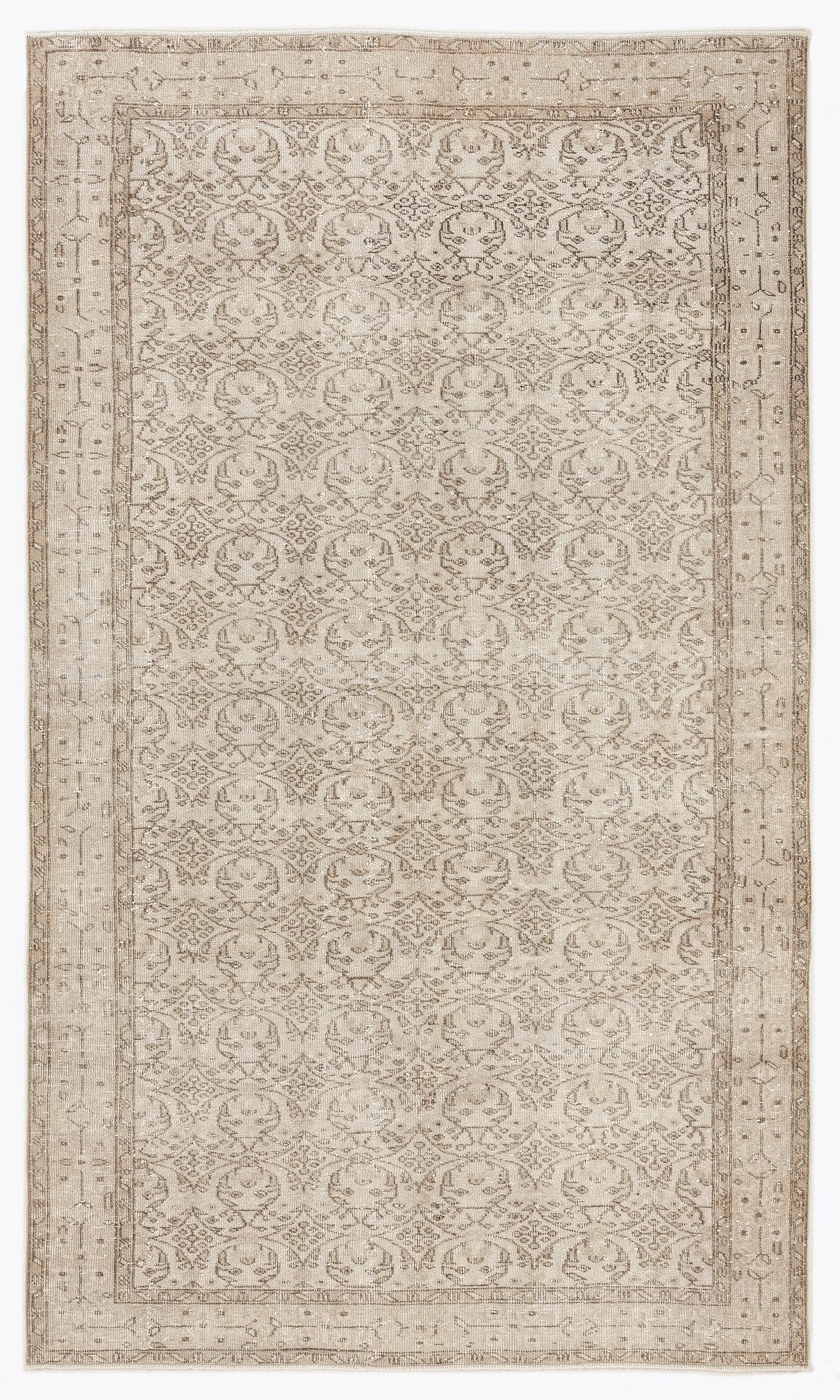 Retro Design Beige Over Dyed Vintage Rug 5'5'' x 9'2'' ft 165 x 280 cm