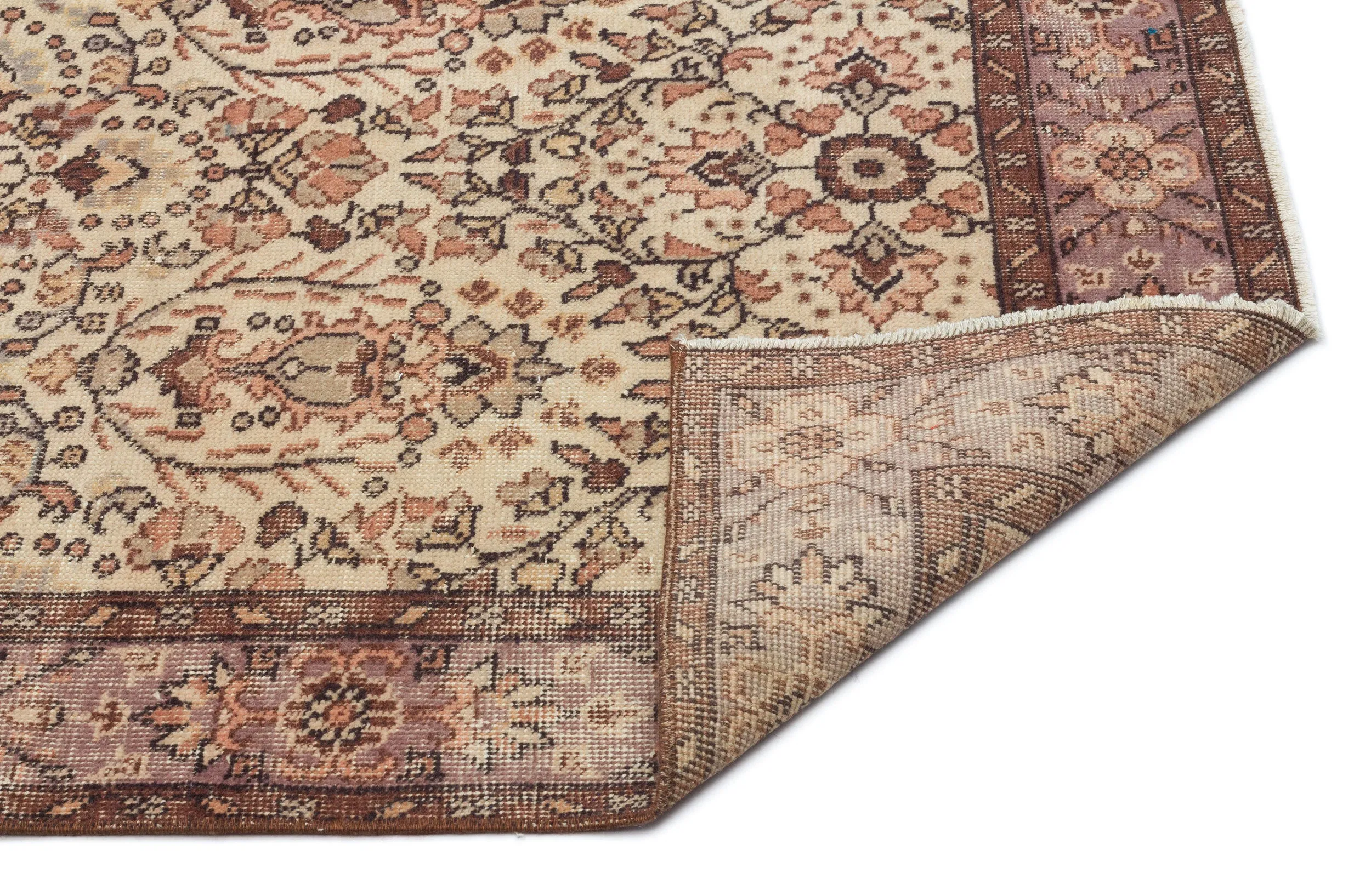 Retro Design Beige Over Dyed Vintage Rug 5'5'' x 9'9'' ft 164 x 297 cm