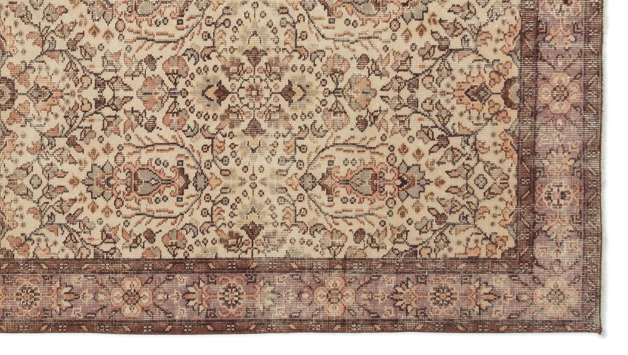 Retro Design Beige Over Dyed Vintage Rug 5'5'' x 9'9'' ft 164 x 297 cm