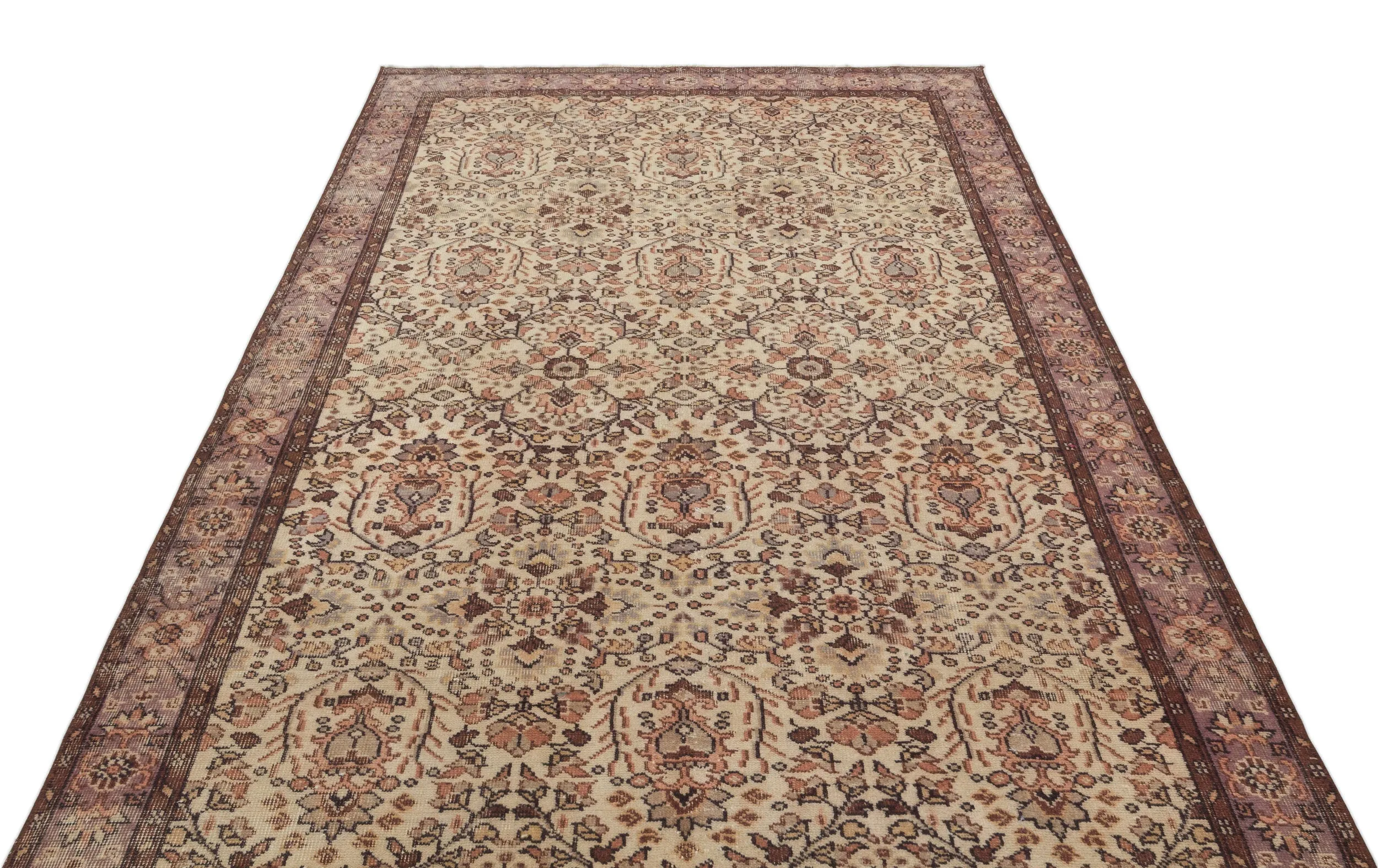 Retro Design Beige Over Dyed Vintage Rug 5'5'' x 9'9'' ft 164 x 297 cm