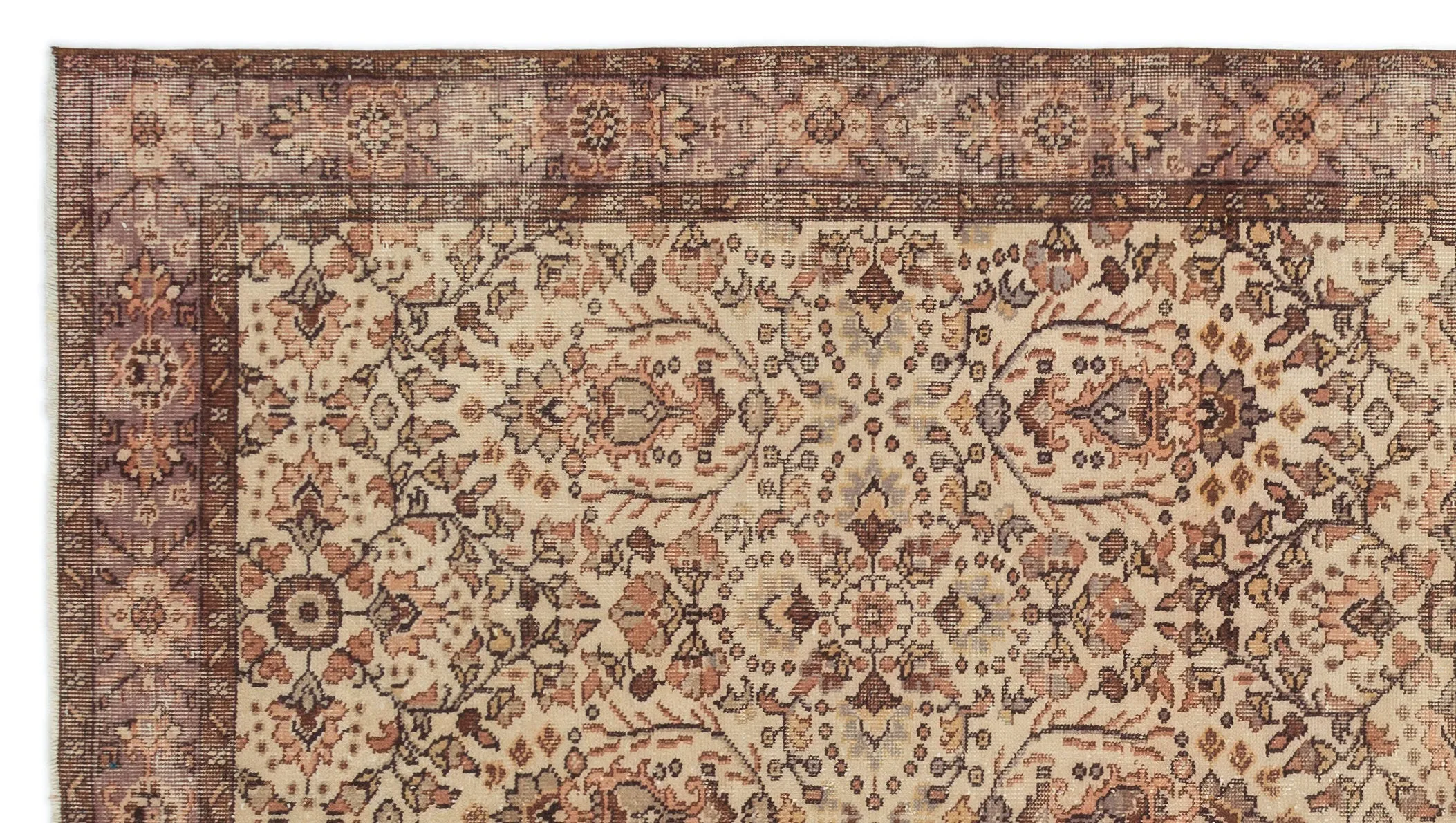 Retro Design Beige Over Dyed Vintage Rug 5'5'' x 9'9'' ft 164 x 297 cm