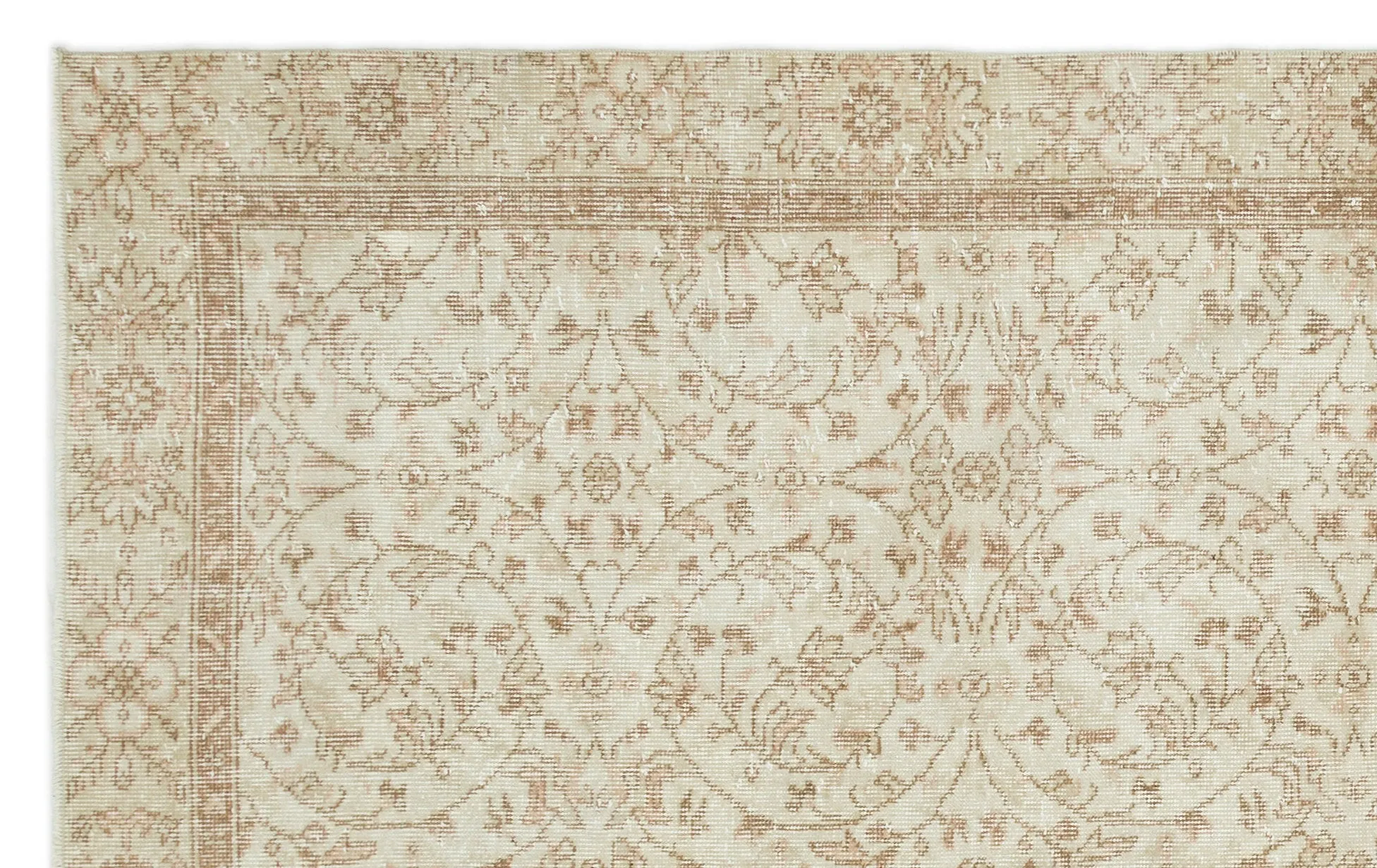 Retro Design Beige Over Dyed Vintage Rug 5'7'' x 9'3'' ft 170 x 281 cm