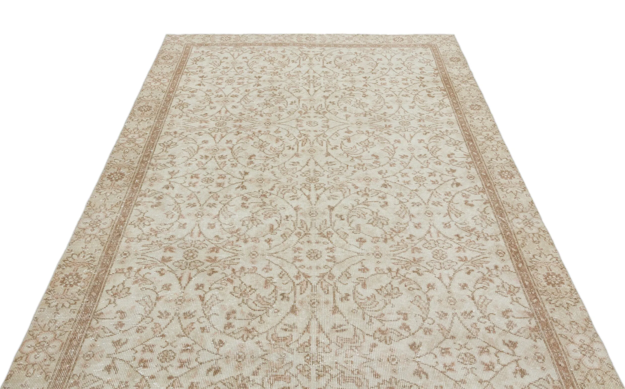 Retro Design Beige Over Dyed Vintage Rug 5'7'' x 9'3'' ft 170 x 281 cm
