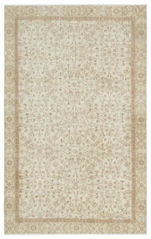 Retro Design Beige Over Dyed Vintage Rug 5'7'' x 9'3'' ft 170 x 281 cm