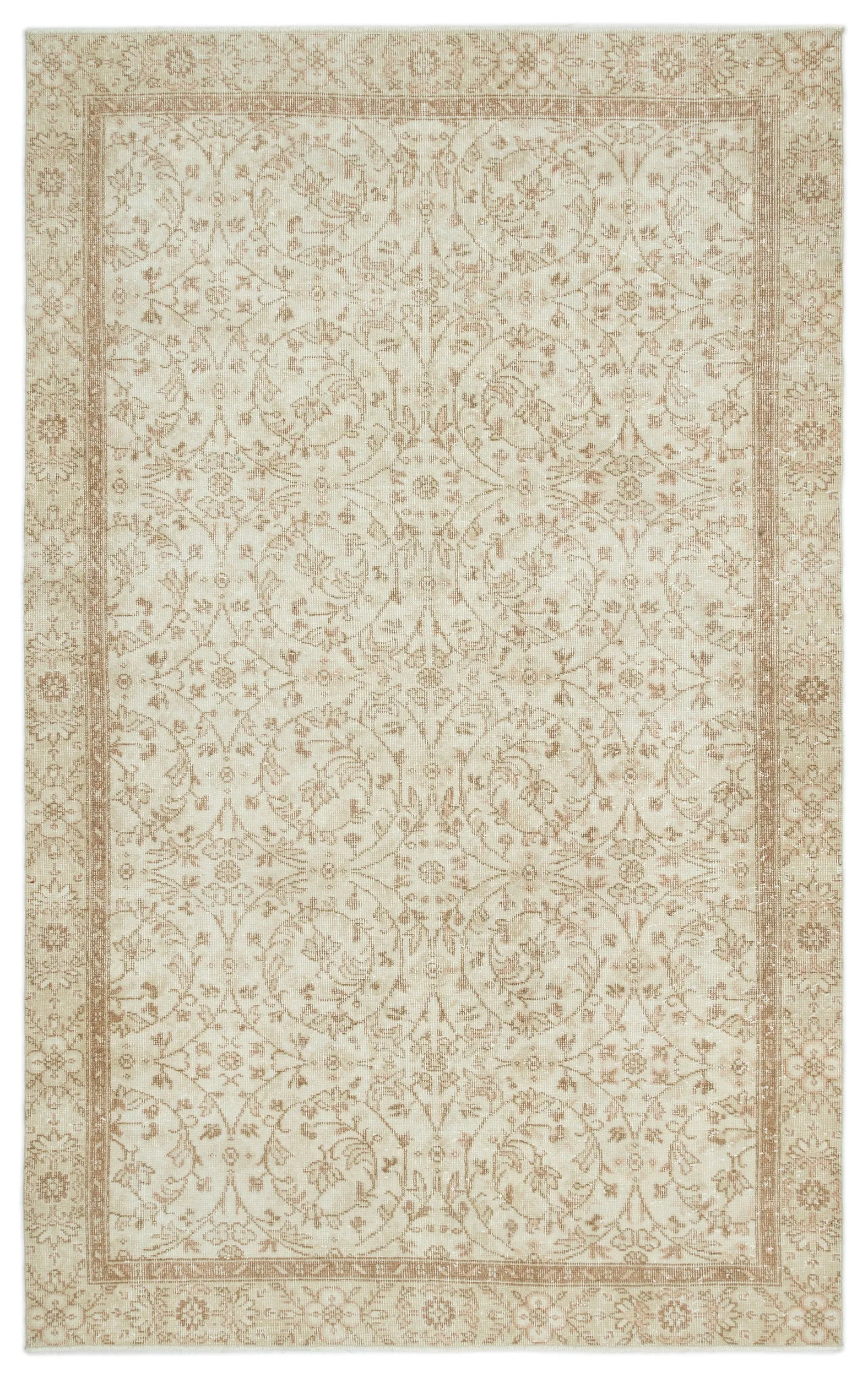 Retro Design Beige Over Dyed Vintage Rug 5'7'' x 9'3'' ft 170 x 281 cm