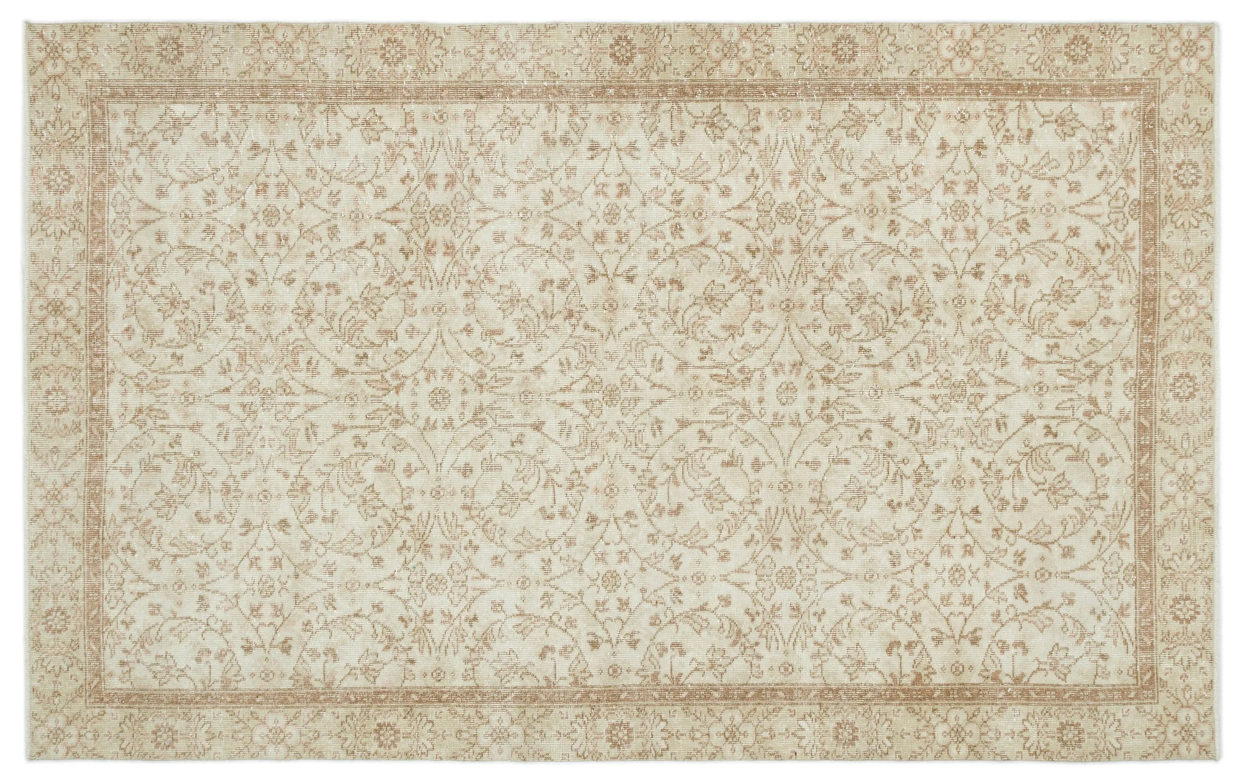 Retro Design Beige Over Dyed Vintage Rug 5'7'' x 9'3'' ft 170 x 281 cm