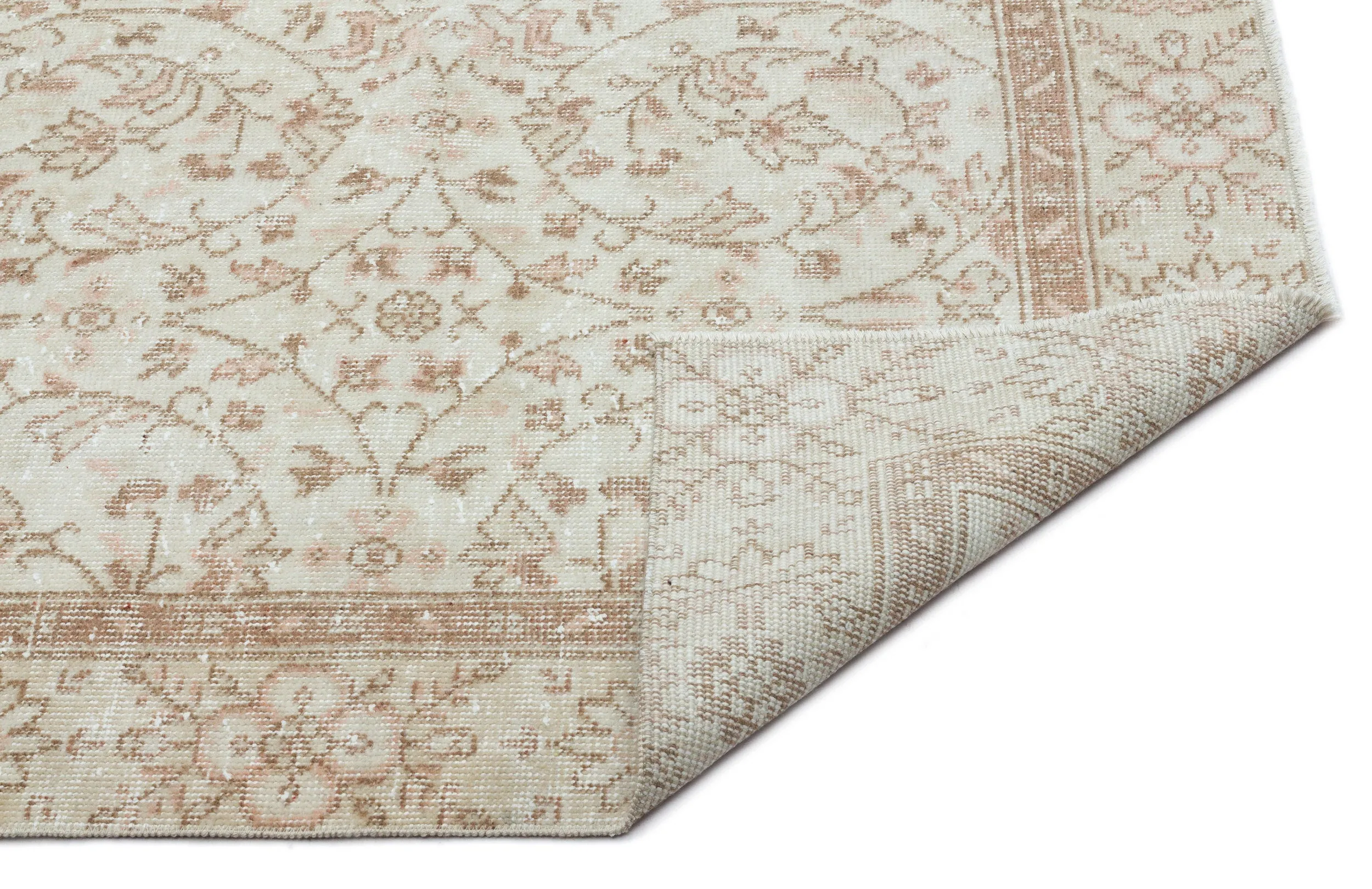 Retro Design Beige Over Dyed Vintage Rug 5'7'' x 9'3'' ft 170 x 281 cm