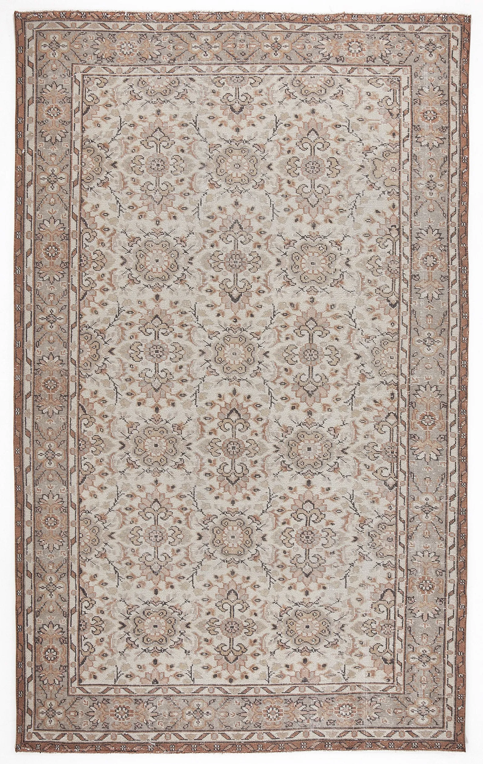 Retro Design Beige Over Dyed Vintage Rug 5'7'' x 9'3'' ft 170 x 283 cm