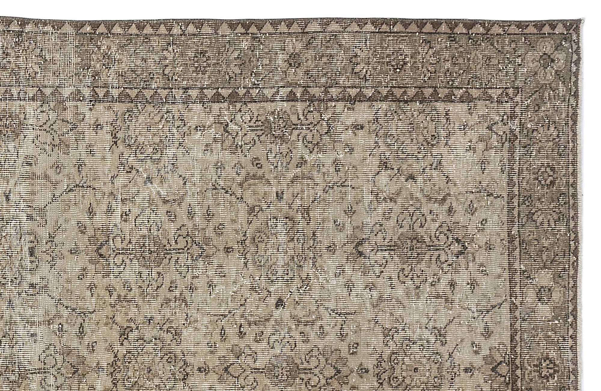 Retro Design Beige Over Dyed Vintage Rug 5'7'' x 9'5'' ft 169 x 288 cm