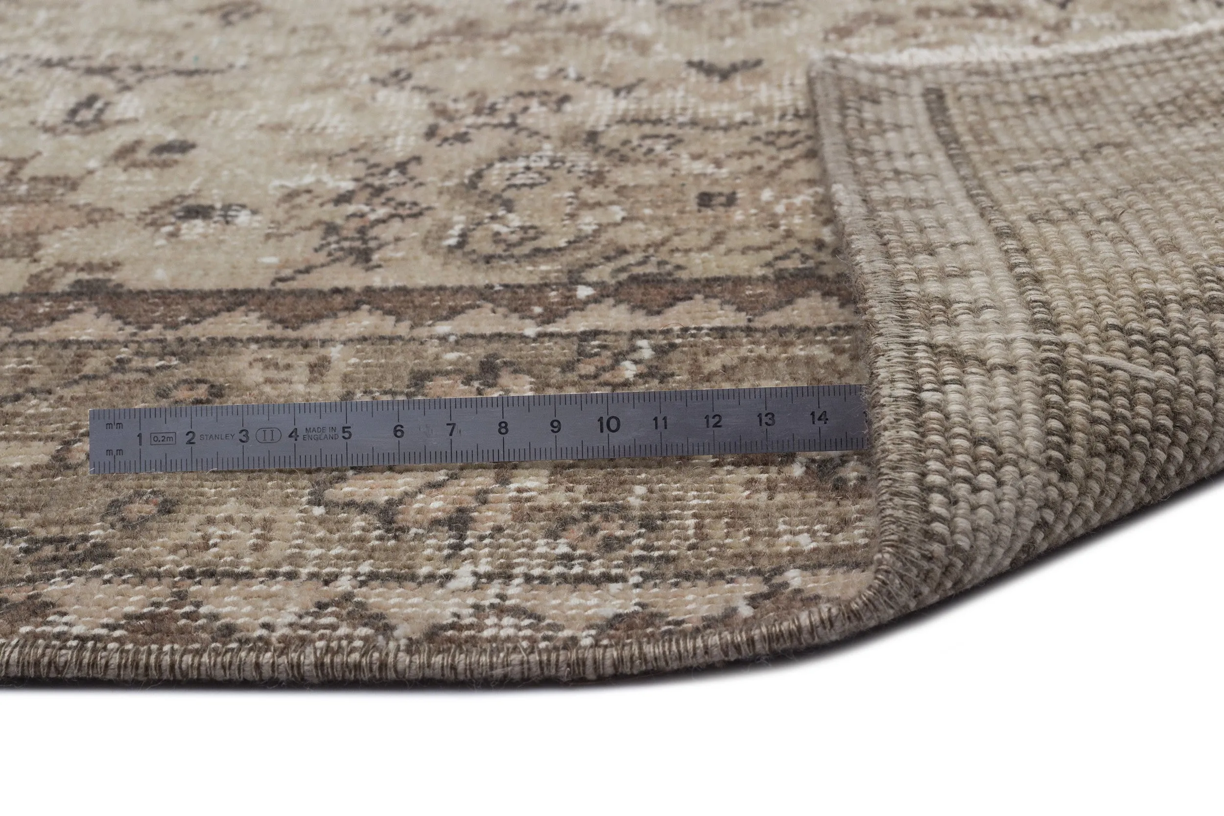 Retro Design Beige Over Dyed Vintage Rug 5'7'' x 9'5'' ft 169 x 288 cm