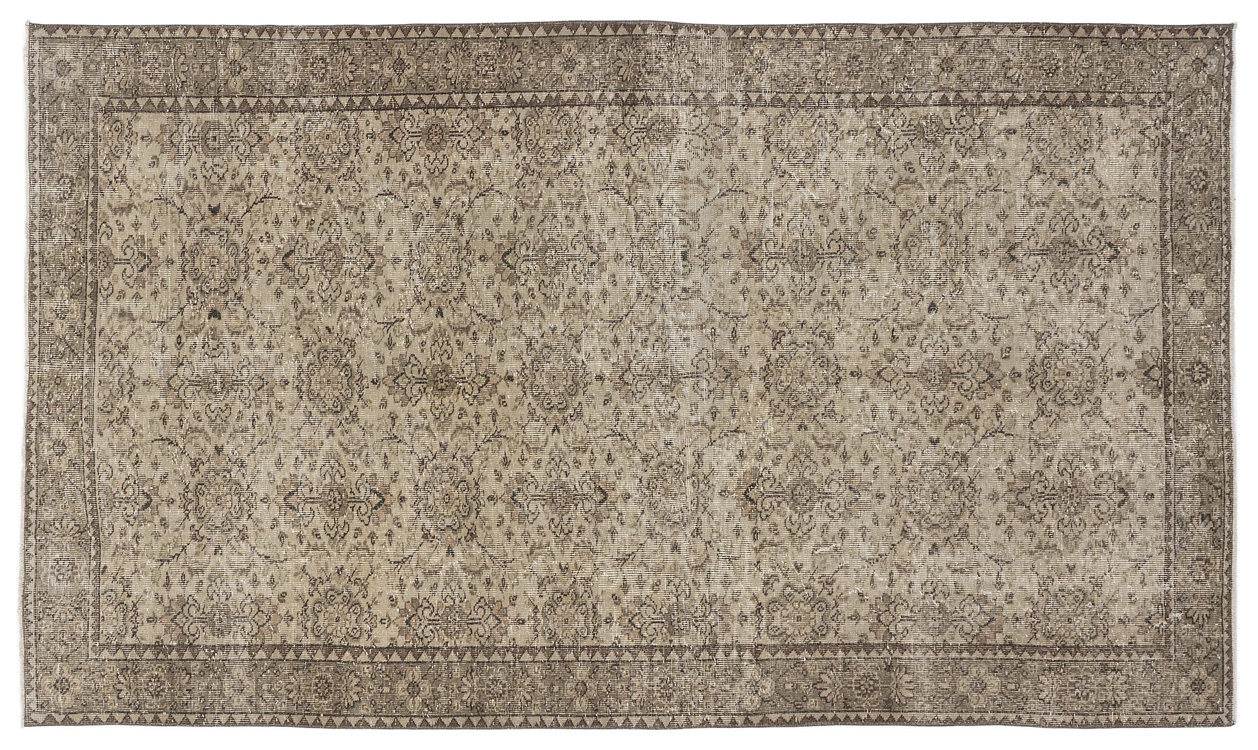 Retro Design Beige Over Dyed Vintage Rug 5'7'' x 9'5'' ft 169 x 288 cm