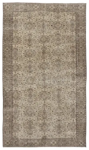 Retro Design Beige Over Dyed Vintage Rug 5'7'' x 9'5'' ft 169 x 288 cm