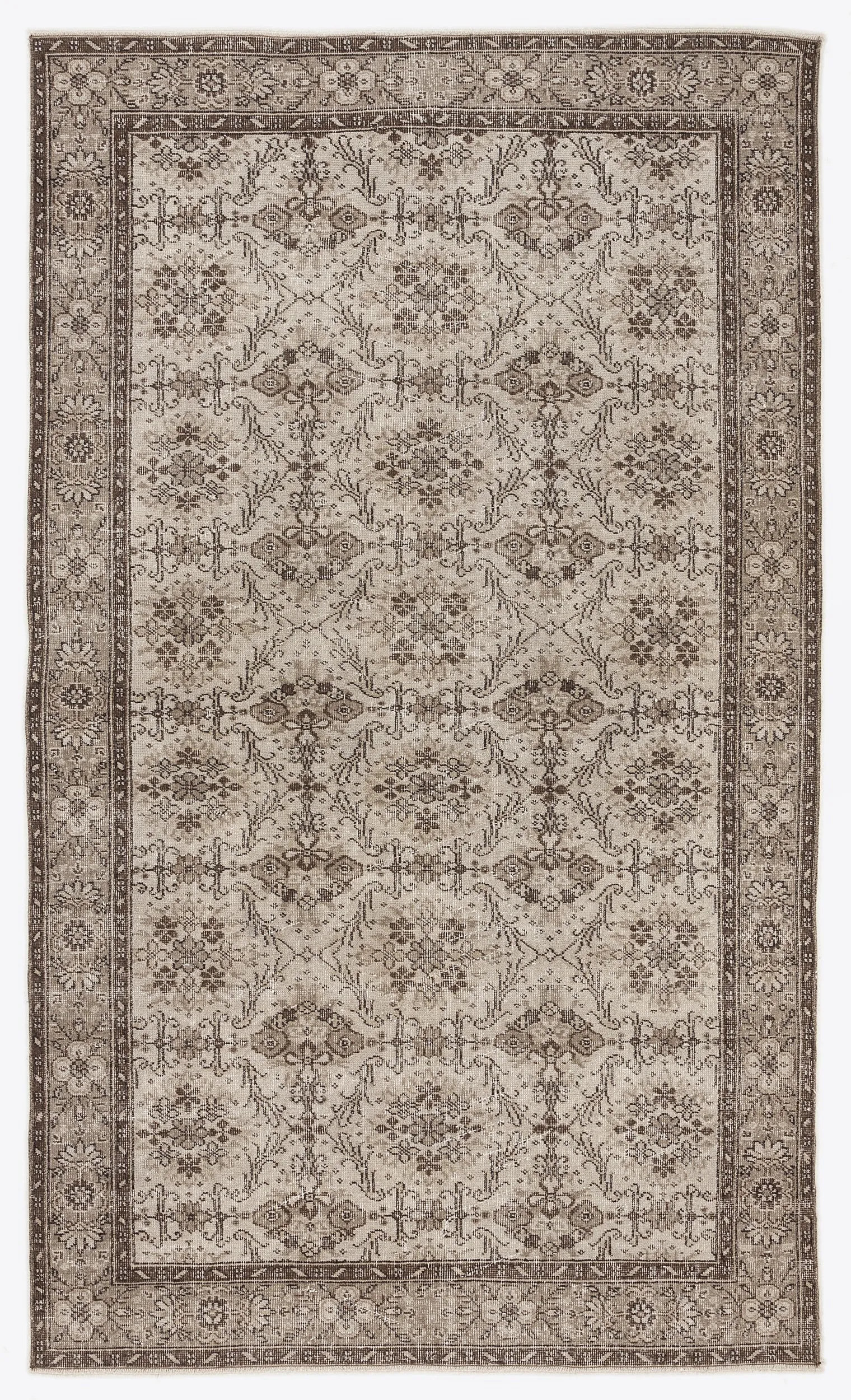 Retro Design Beige Over Dyed Vintage Rug 5'7'' x 9'6'' ft 170 x 290 cm