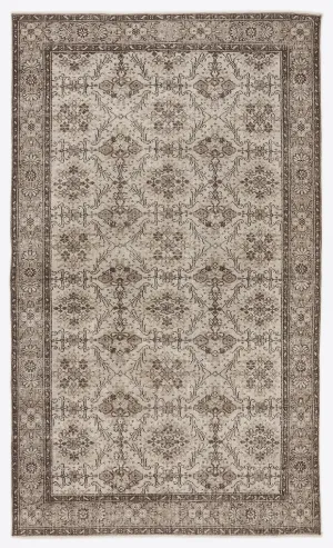 Retro Design Beige Over Dyed Vintage Rug 5'7'' x 9'6'' ft 170 x 290 cm