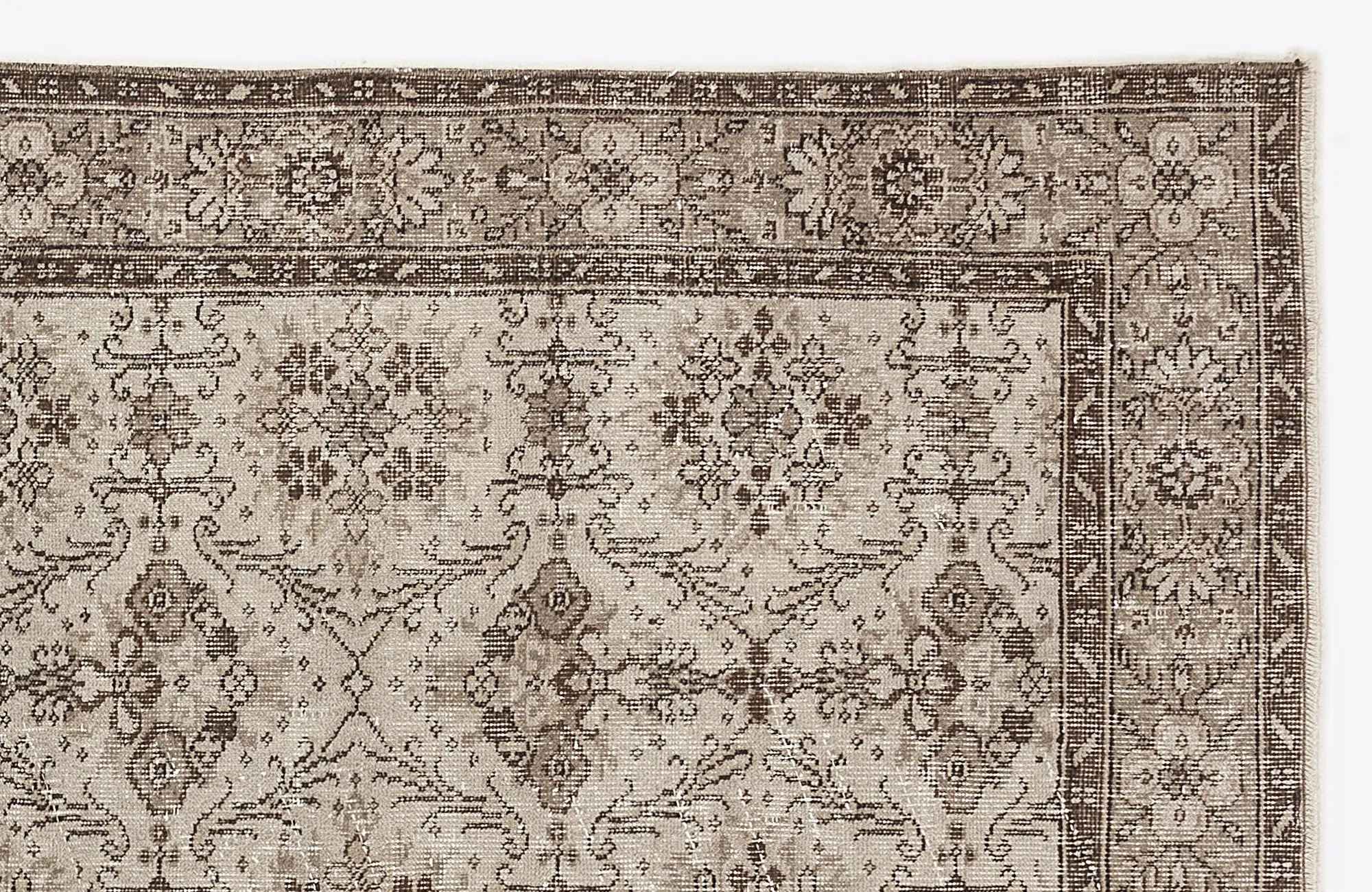 Retro Design Beige Over Dyed Vintage Rug 5'7'' x 9'6'' ft 170 x 290 cm