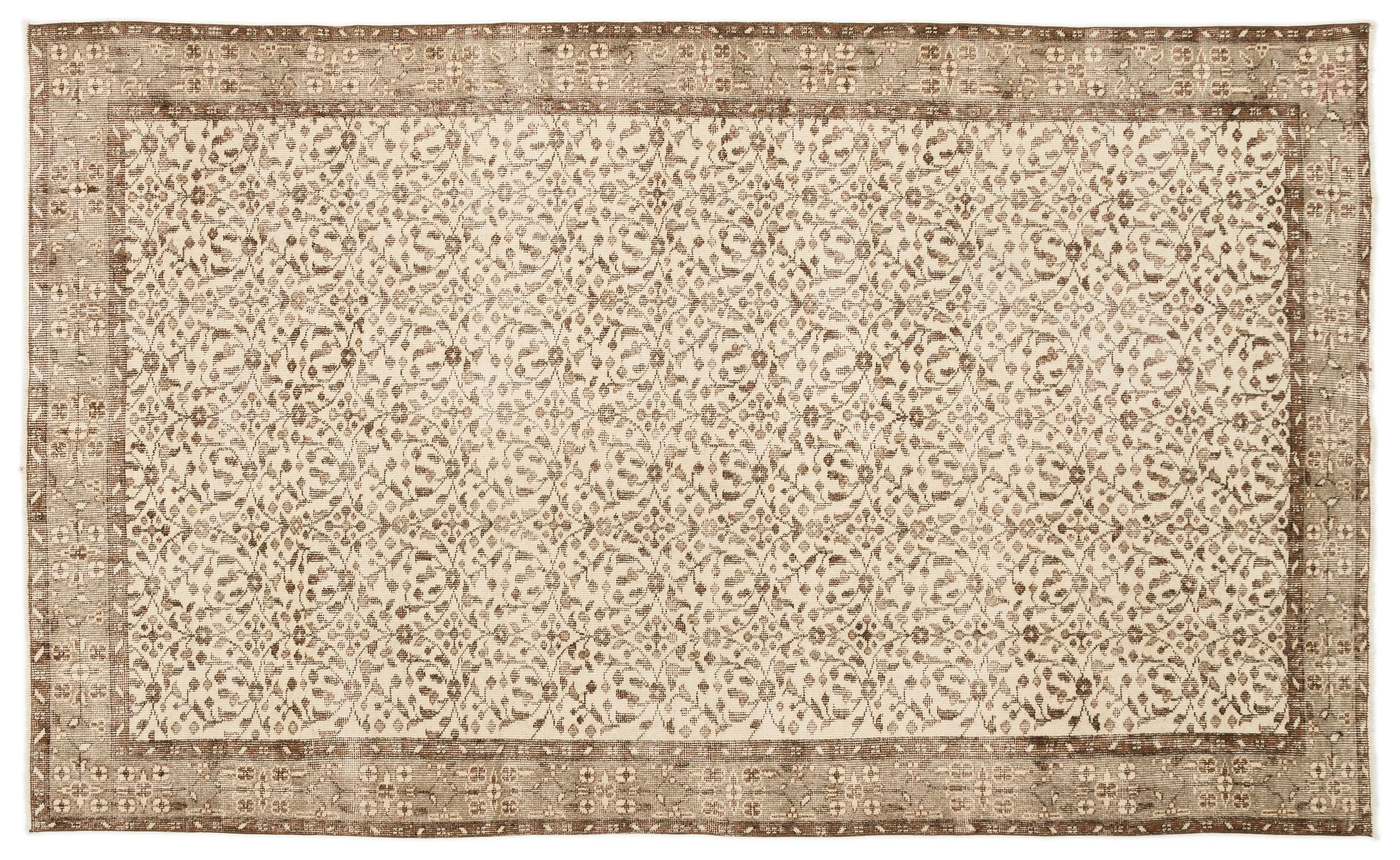 Retro Design Beige Over Dyed Vintage Rug 5'8'' x 9'4'' ft 172 x 285 cm