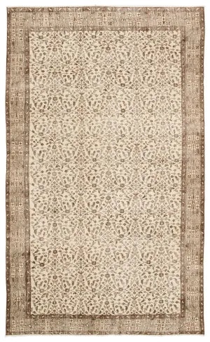 Retro Design Beige Over Dyed Vintage Rug 5'8'' x 9'4'' ft 172 x 285 cm