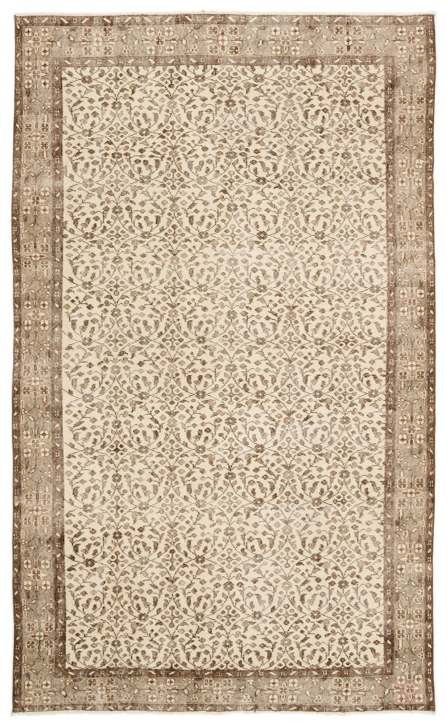 Retro Design Beige Over Dyed Vintage Rug 5'8'' x 9'4'' ft 172 x 285 cm