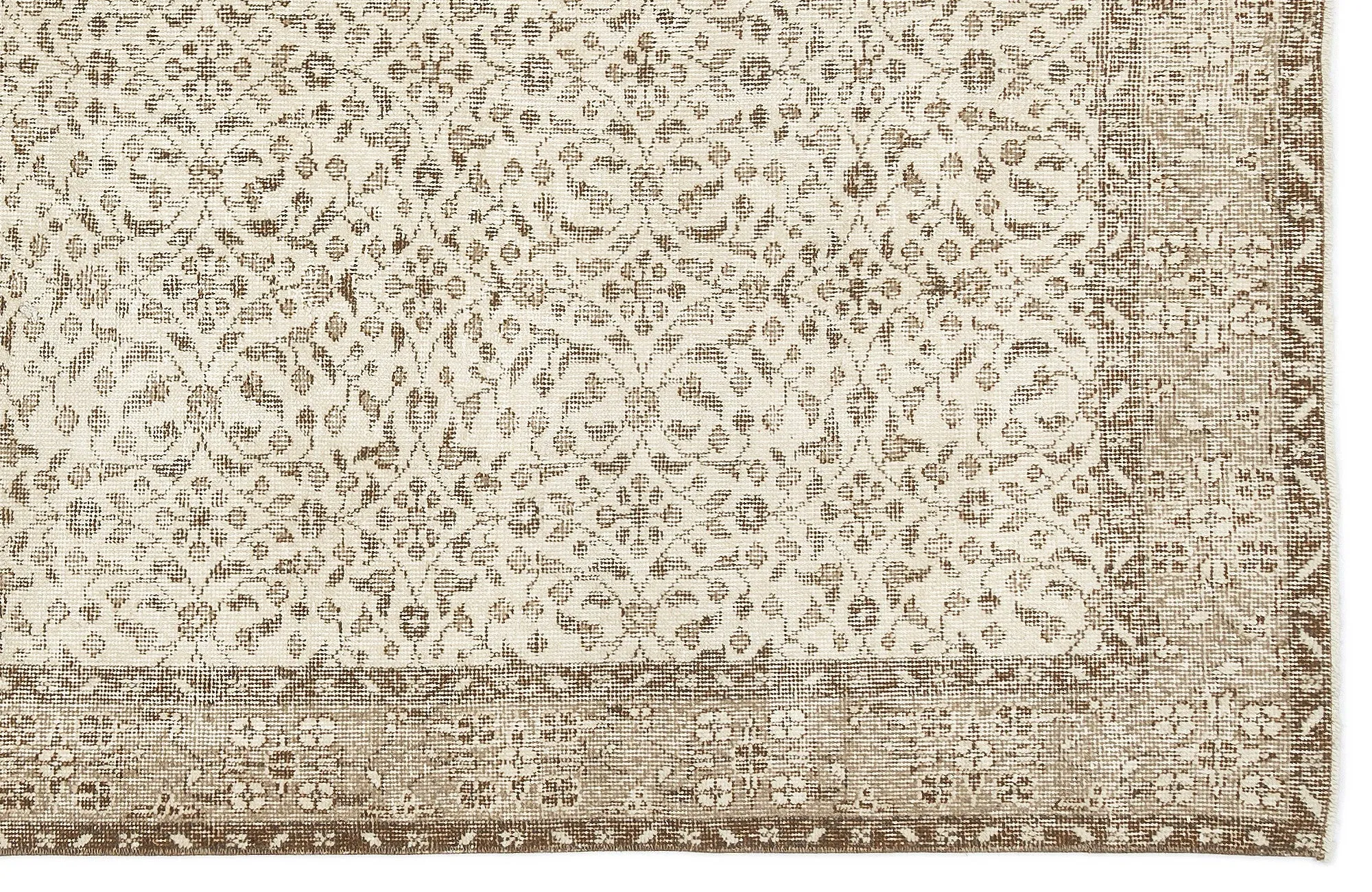 Retro Design Beige Over Dyed Vintage Rug 5'8'' x 9'7'' ft 173 x 293 cm