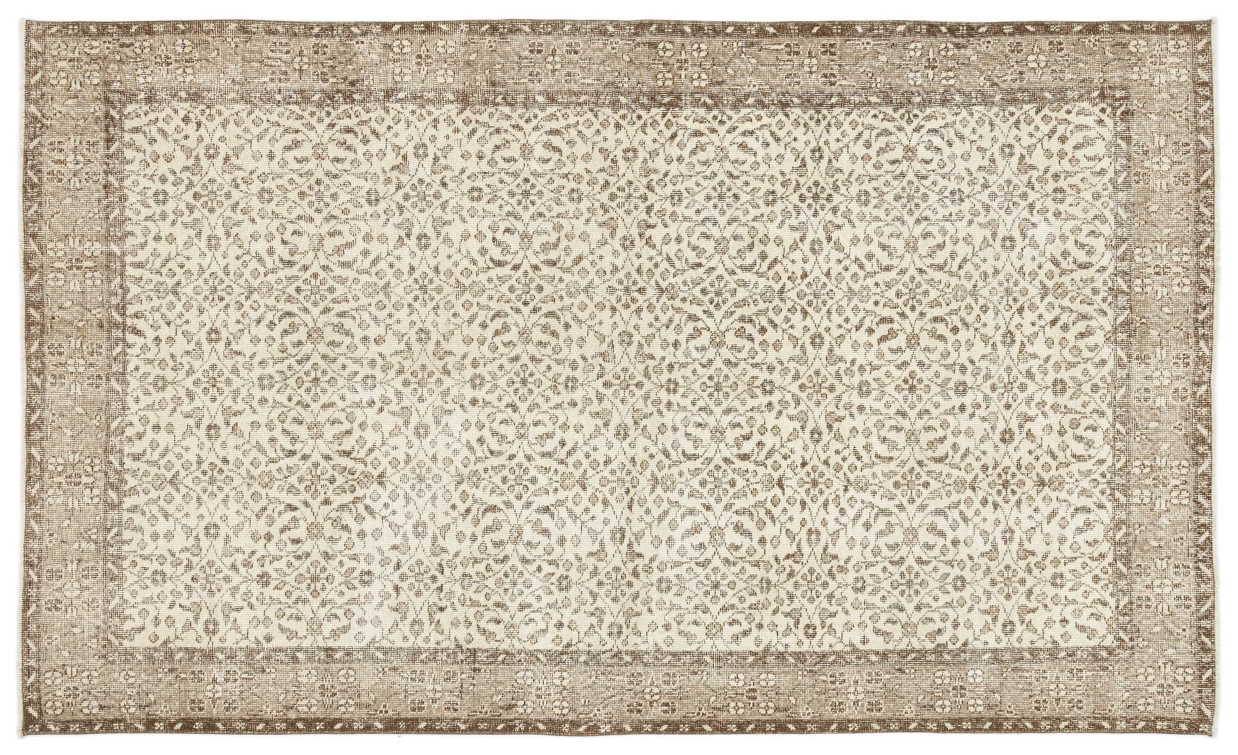 Retro Design Beige Over Dyed Vintage Rug 5'8'' x 9'7'' ft 173 x 293 cm