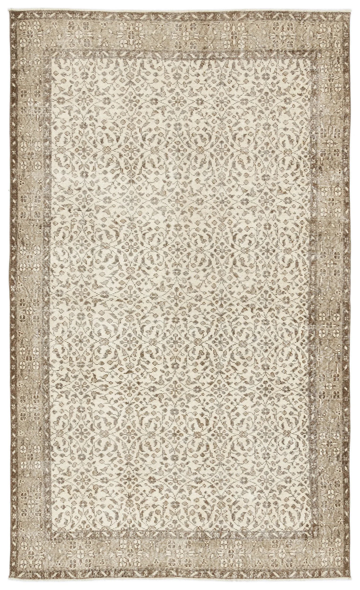 Retro Design Beige Over Dyed Vintage Rug 5'8'' x 9'7'' ft 173 x 293 cm