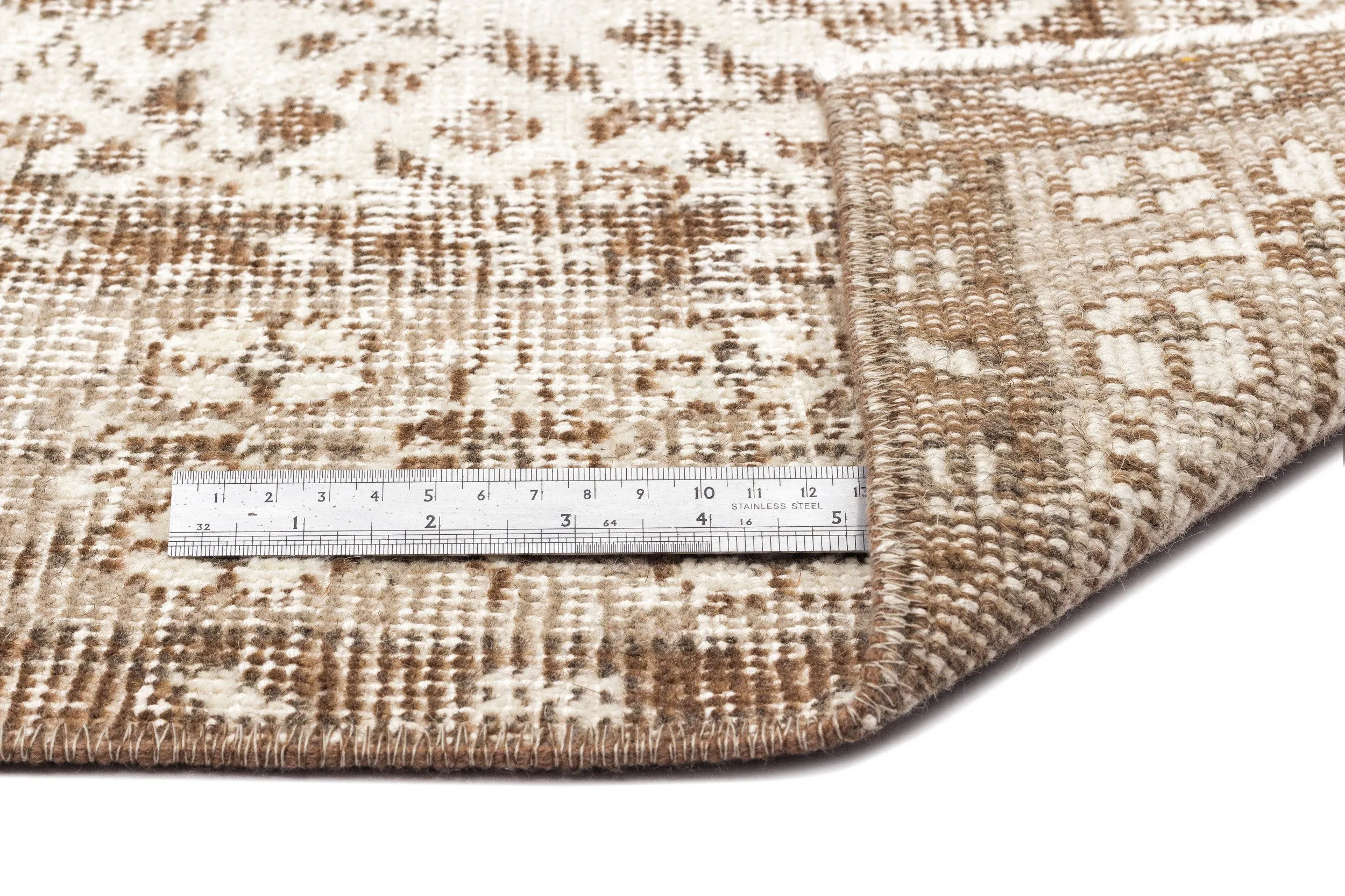 Retro Design Beige Over Dyed Vintage Rug 5'8'' x 9'7'' ft 173 x 293 cm