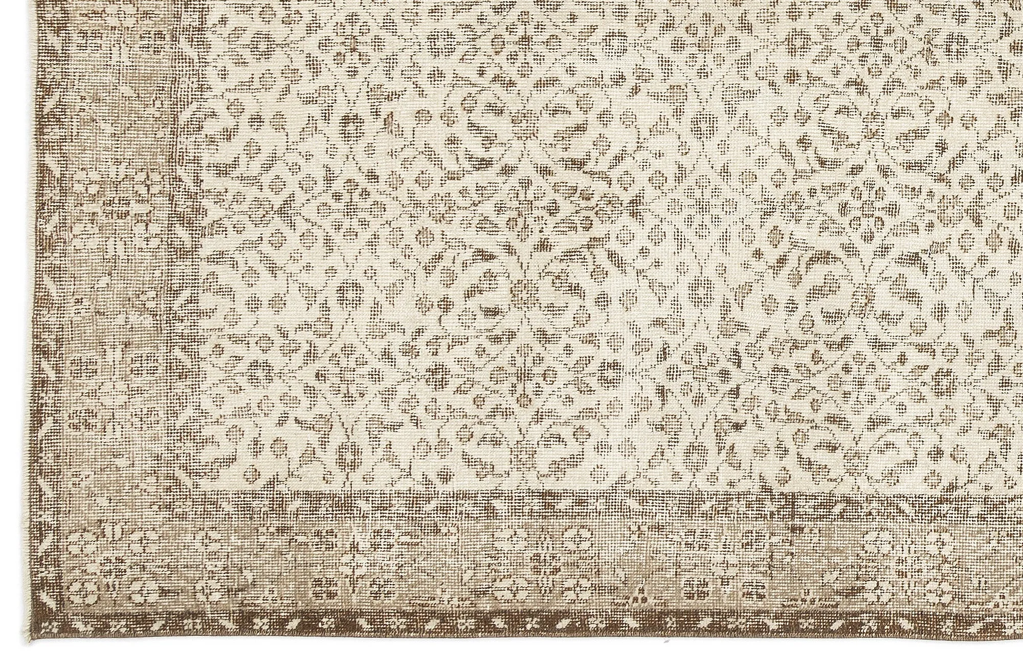 Retro Design Beige Over Dyed Vintage Rug 5'8'' x 9'7'' ft 173 x 293 cm