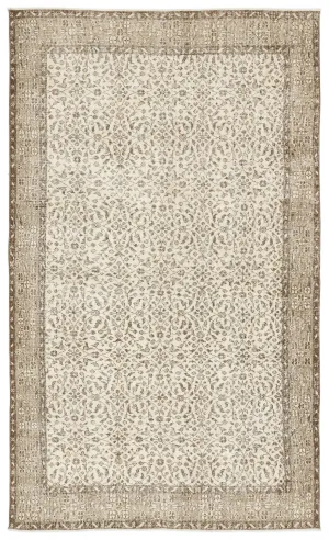 Retro Design Beige Over Dyed Vintage Rug 5'8'' x 9'7'' ft 173 x 293 cm