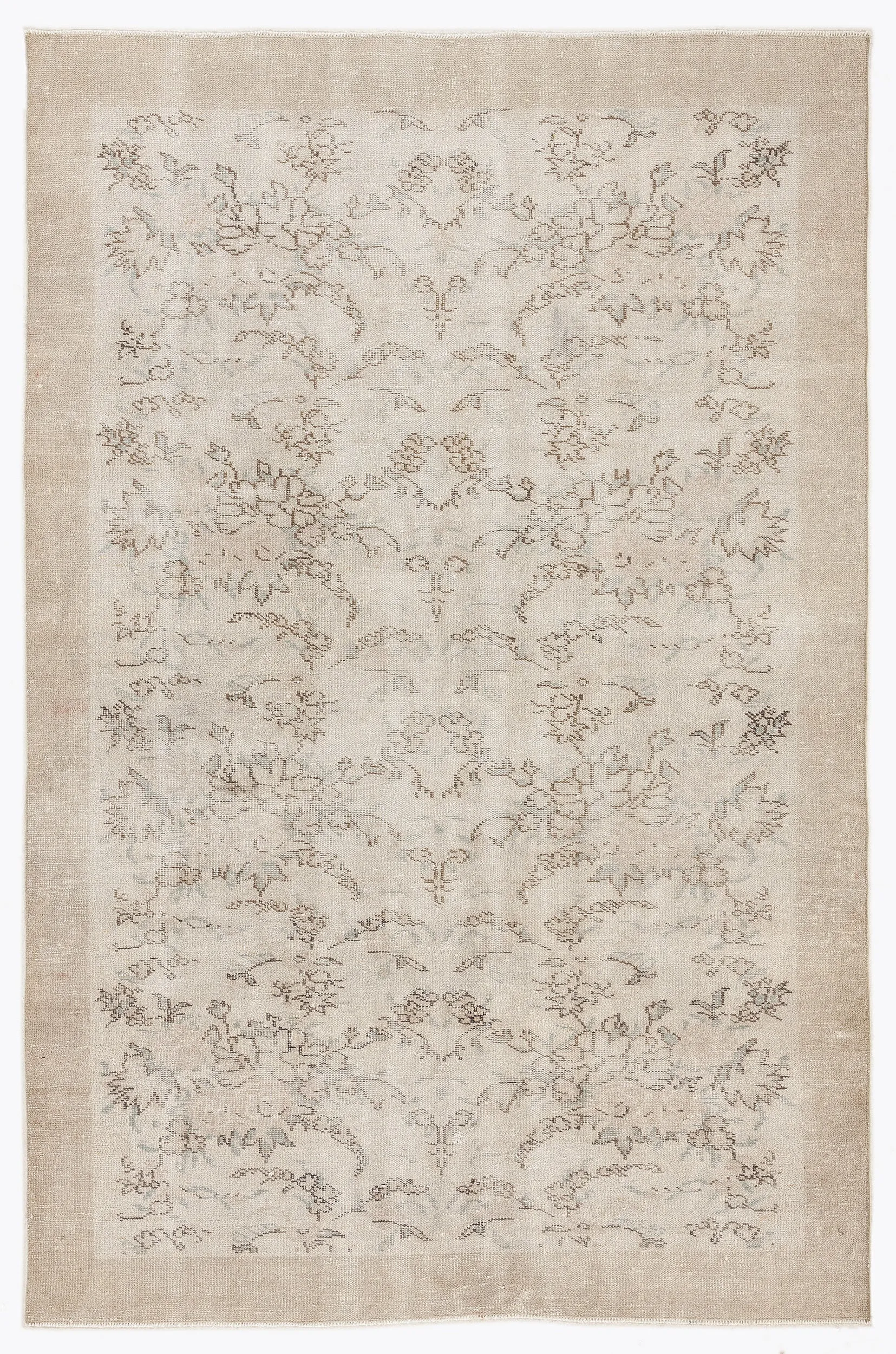 Retro Design Beige Over Dyed Vintage Rug 5'9'' x 8'10'' ft 176 x 270 cm