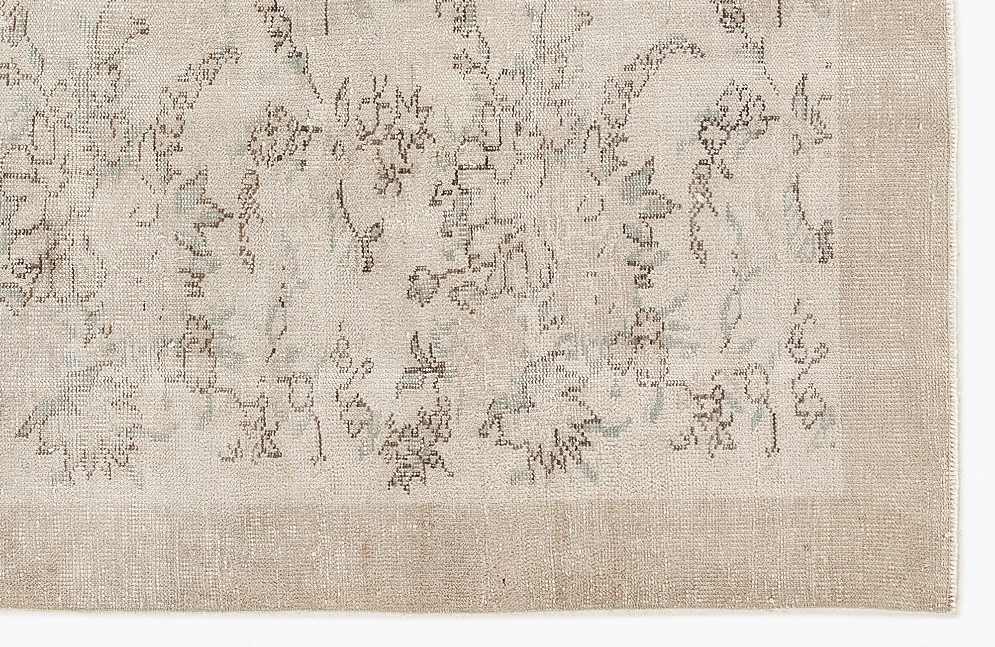 Retro Design Beige Over Dyed Vintage Rug 5'9'' x 8'10'' ft 176 x 270 cm