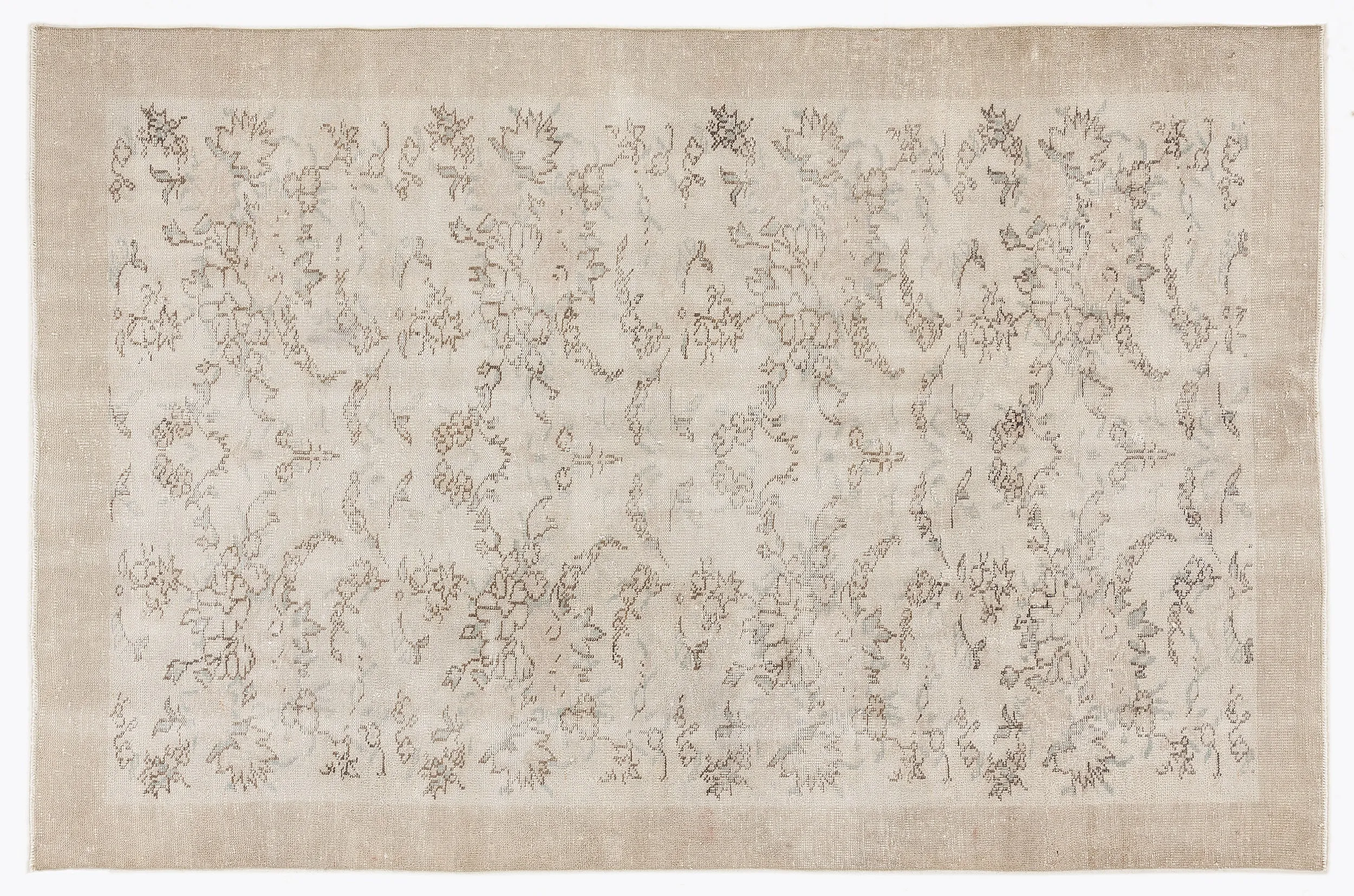 Retro Design Beige Over Dyed Vintage Rug 5'9'' x 8'10'' ft 176 x 270 cm