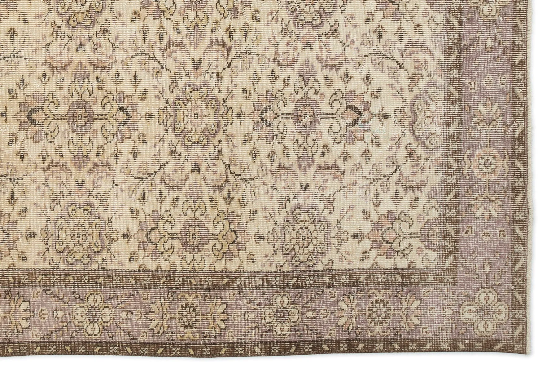 Retro Design Beige Over Dyed Vintage Rug 5'9'' x 8'7'' ft 174 x 262 cm