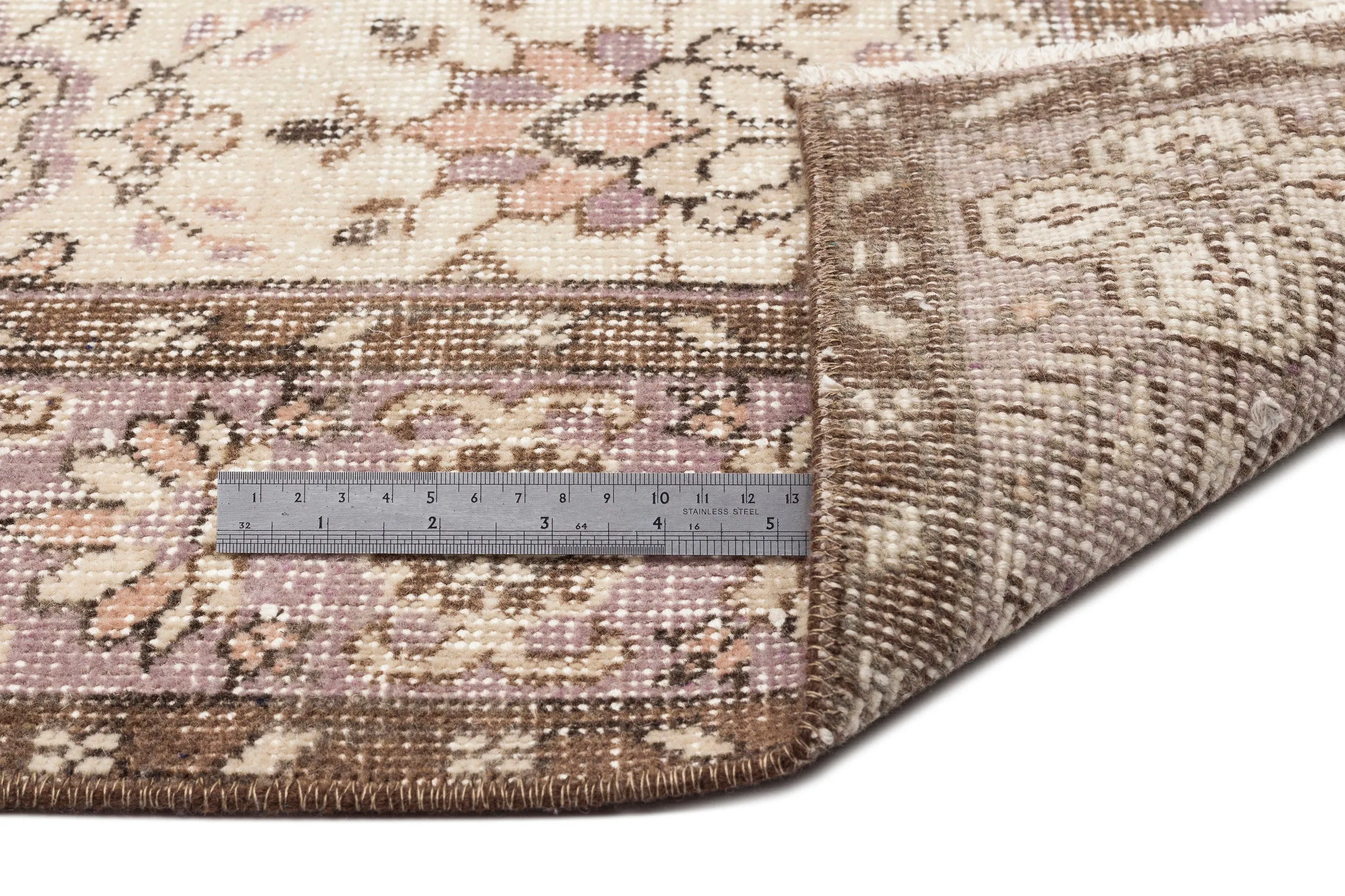Retro Design Beige Over Dyed Vintage Rug 5'9'' x 8'7'' ft 174 x 262 cm