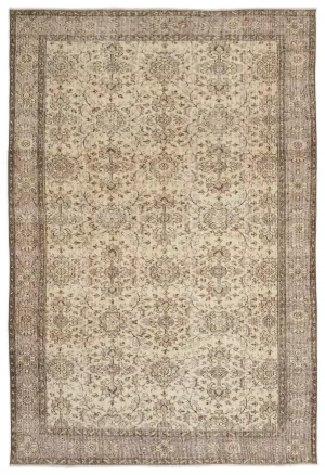 Retro Design Beige Over Dyed Vintage Rug 5'9'' x 8'7'' ft 174 x 262 cm