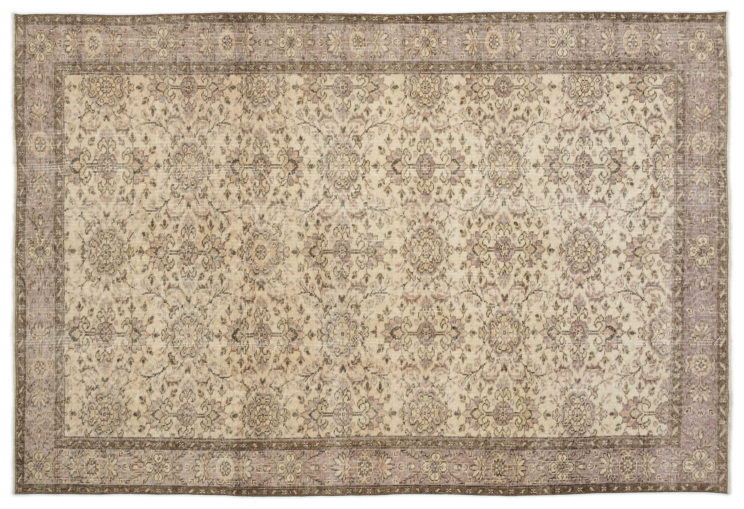 Retro Design Beige Over Dyed Vintage Rug 5'9'' x 8'7'' ft 174 x 262 cm