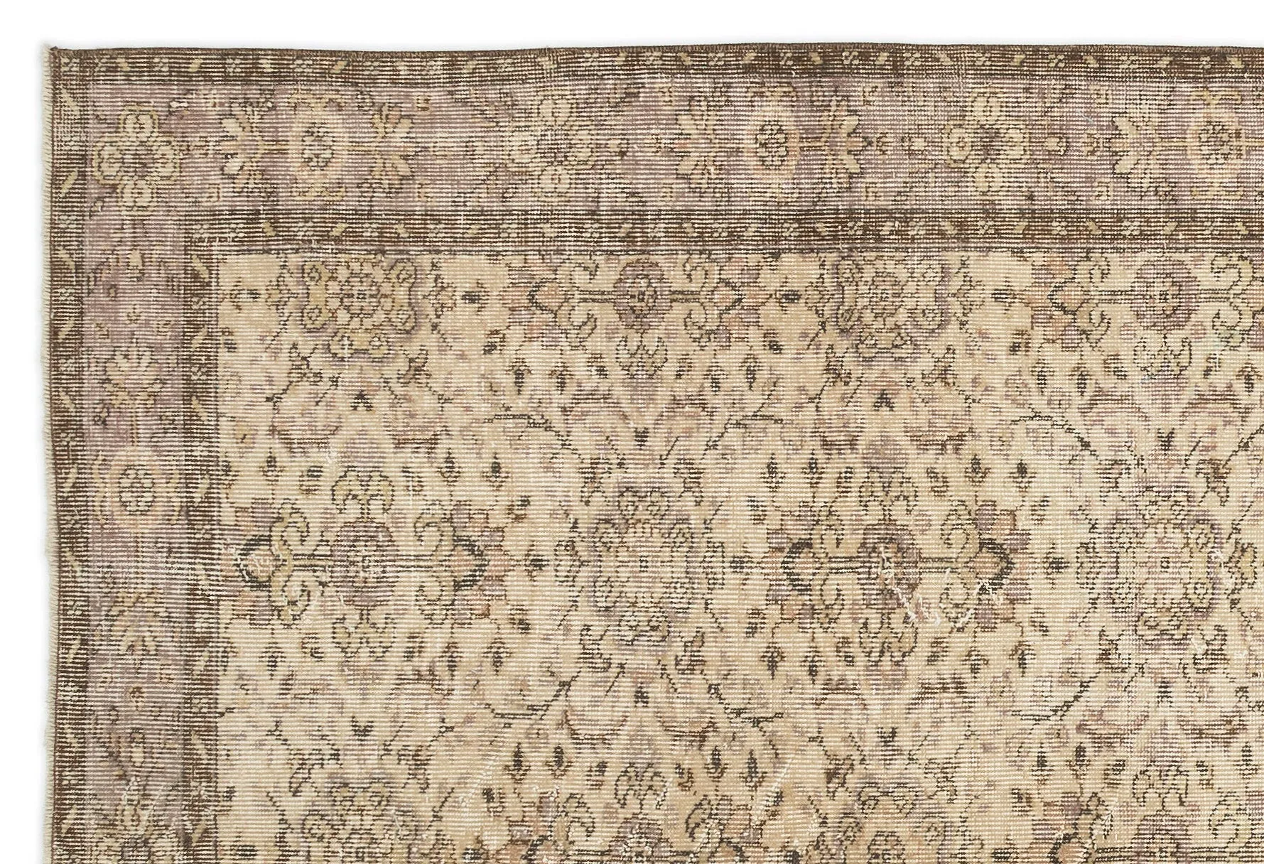 Retro Design Beige Over Dyed Vintage Rug 5'9'' x 8'7'' ft 174 x 262 cm