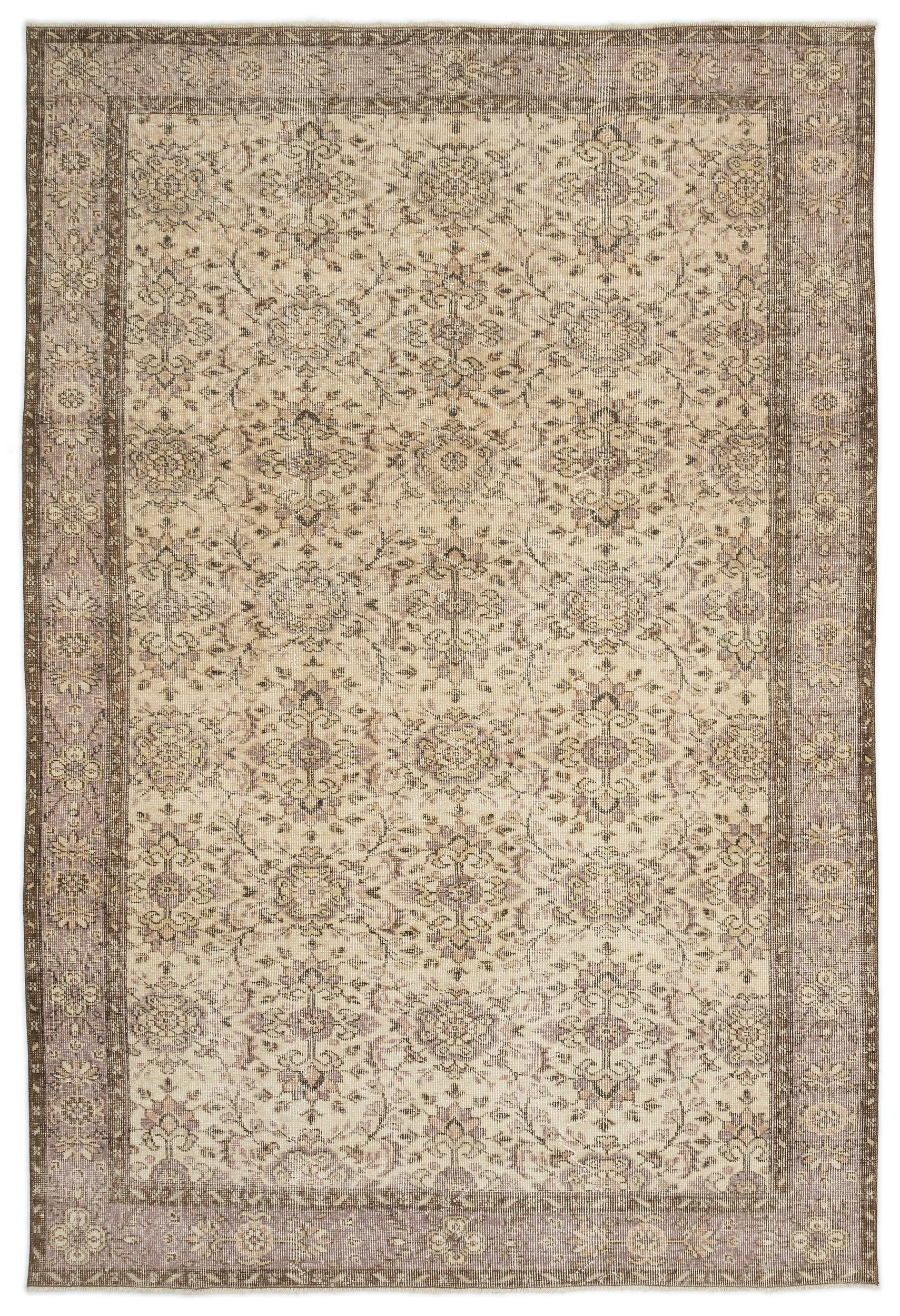 Retro Design Beige Over Dyed Vintage Rug 5'9'' x 8'7'' ft 174 x 262 cm