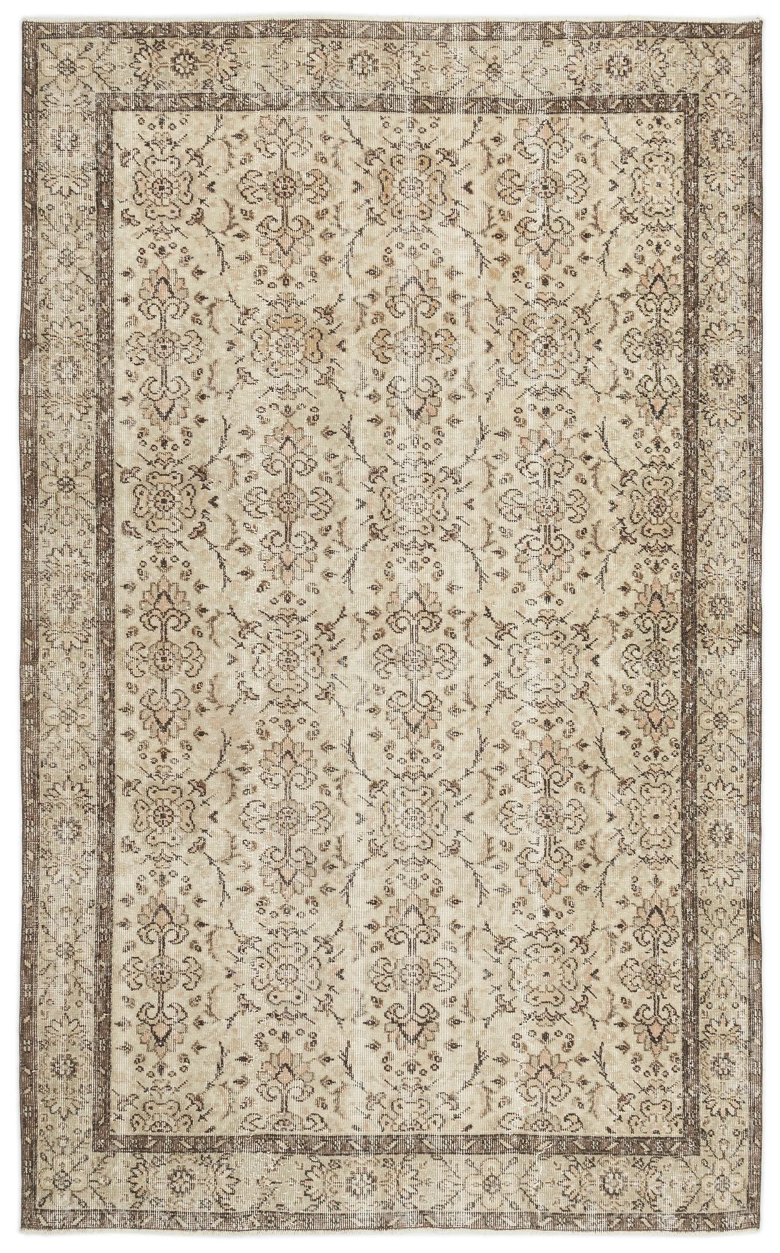 Retro Design Beige Over Dyed Vintage Rug 5'9'' x 9'1'' ft 174 x 278 cm