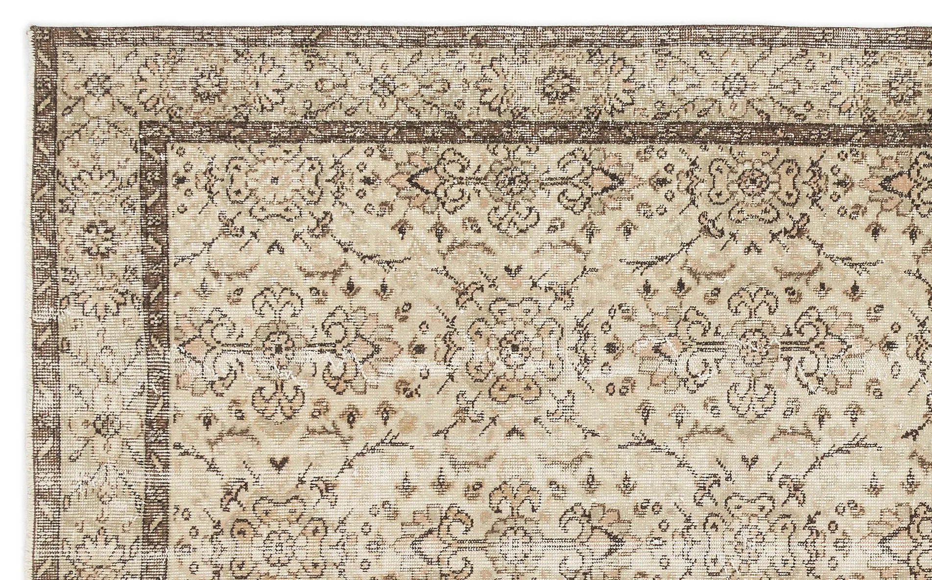 Retro Design Beige Over Dyed Vintage Rug 5'9'' x 9'1'' ft 174 x 278 cm