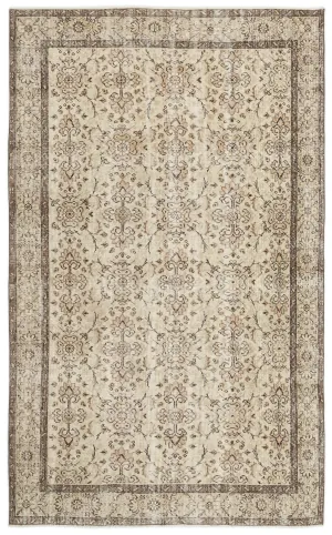 Retro Design Beige Over Dyed Vintage Rug 5'9'' x 9'1'' ft 174 x 278 cm