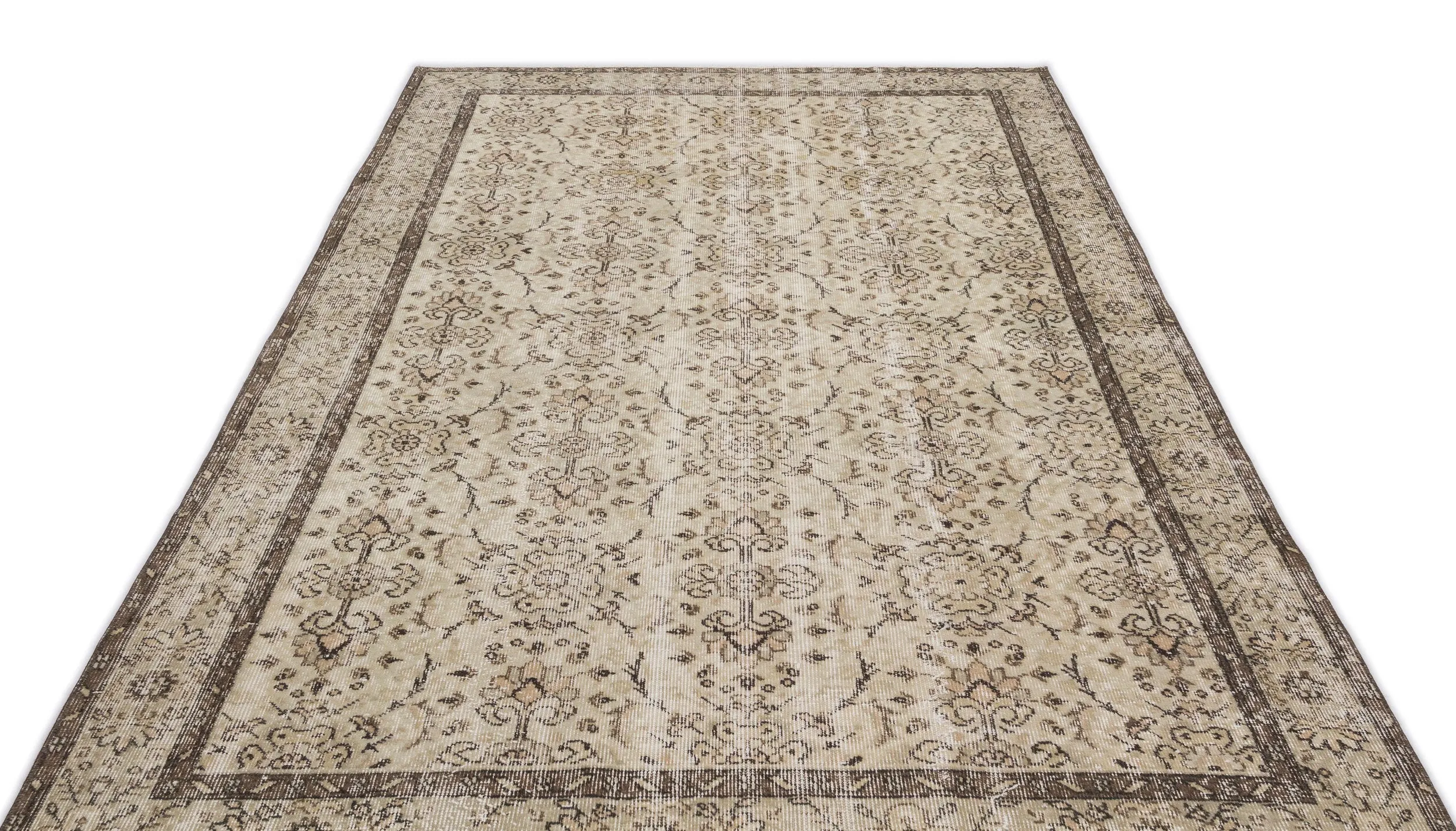 Retro Design Beige Over Dyed Vintage Rug 5'9'' x 9'1'' ft 174 x 278 cm